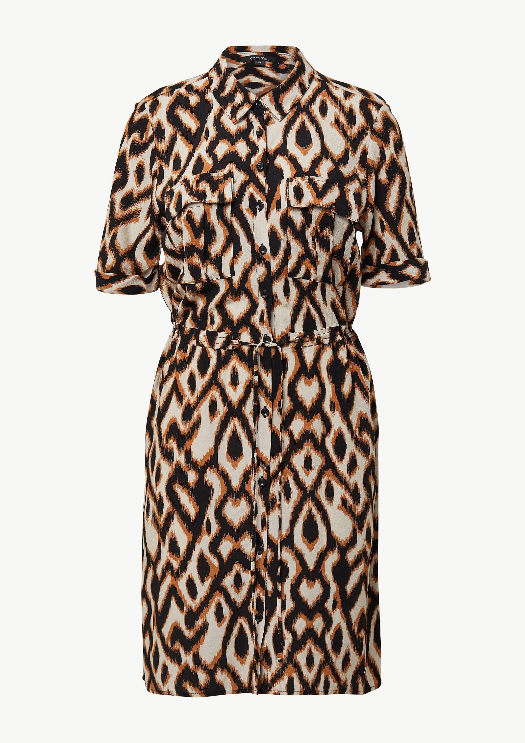 comma Minikleid Kleid Fließendes Crêpe-Kleid mit All-over-Print