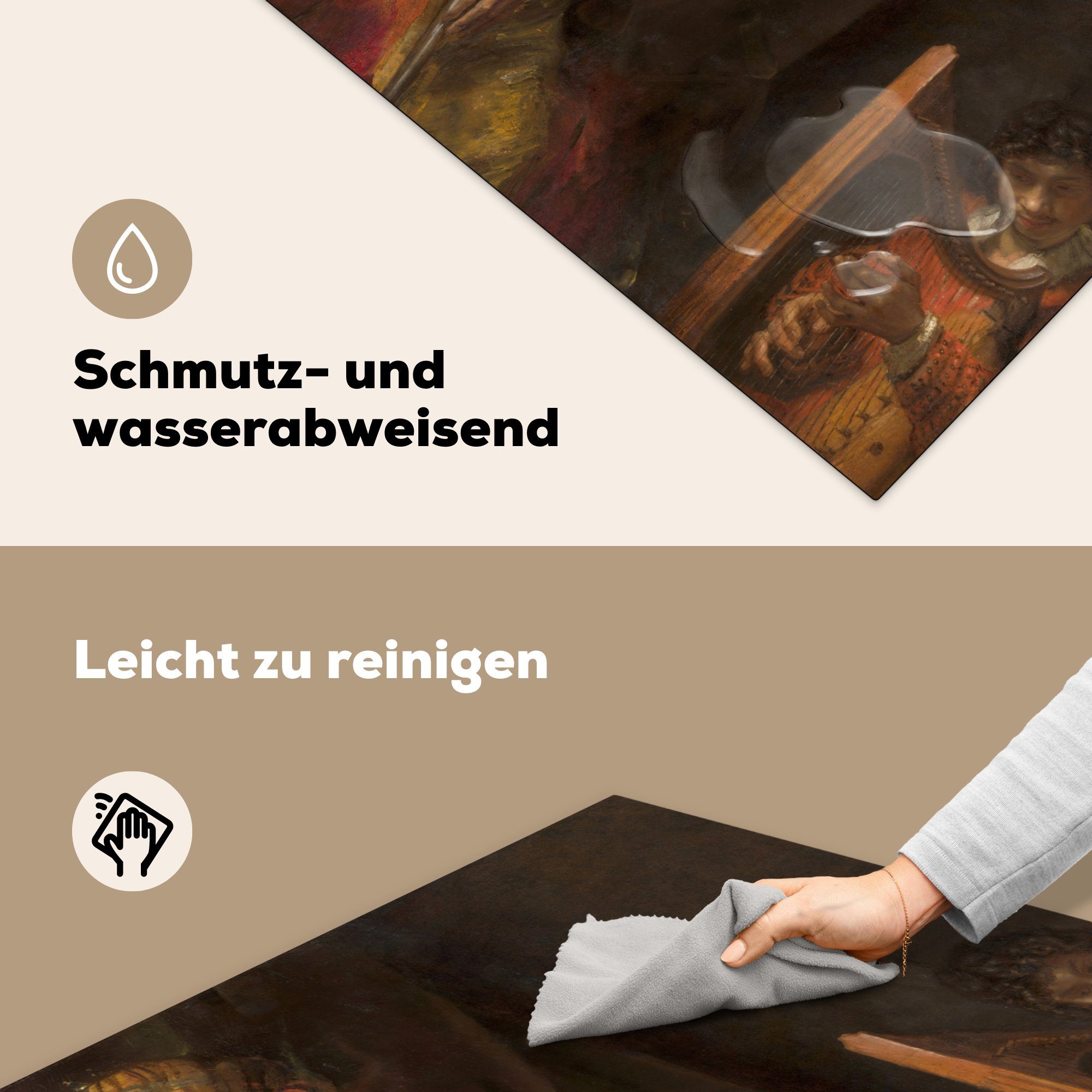 Vinyl, Arbeitsplatte David 78x78 - van Herdblende-/Abdeckplatte tlg), Rijn, für Rembrandt Ceranfeldabdeckung, (1 Saul und cm, MuchoWow küche