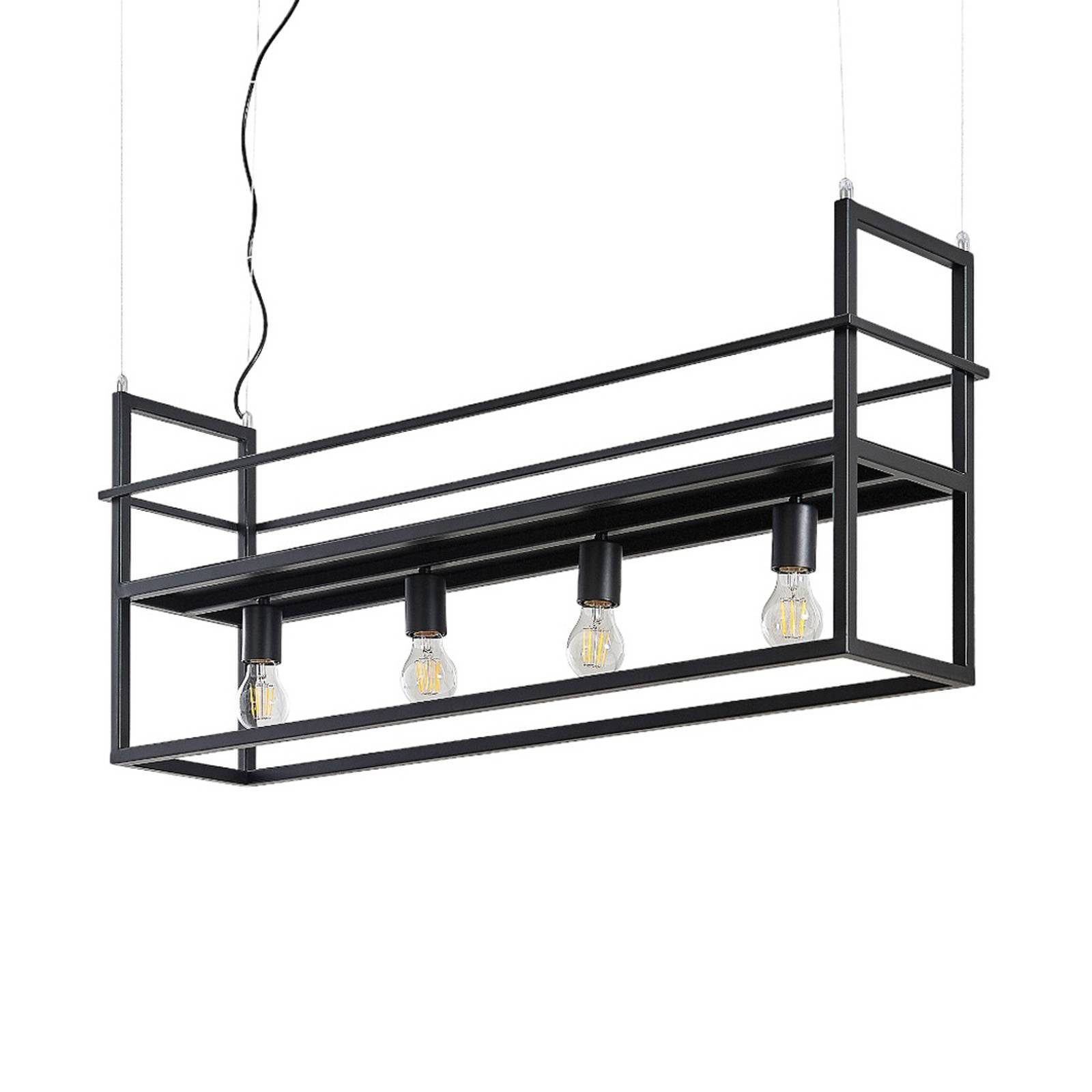 Lindby Hängeleuchte Grisela, dimmbar, Leuchtmittel nicht inklusive, Modern, Stahl, Schwarz matt, 4 flammig, E27, Deckenlampe