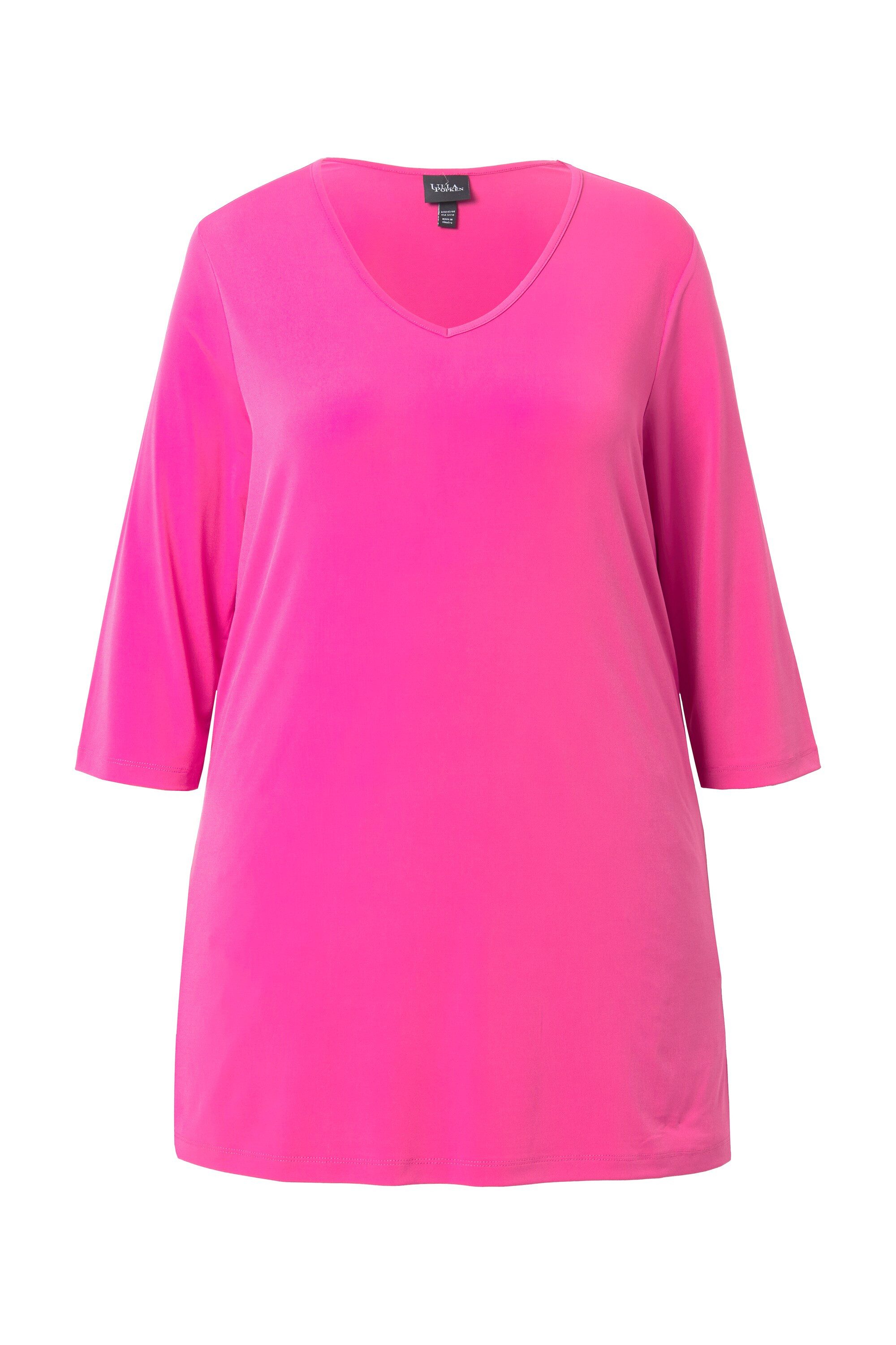 Longshirt Longshirt A-Linie V-Ausschnitt 3/4-Arm