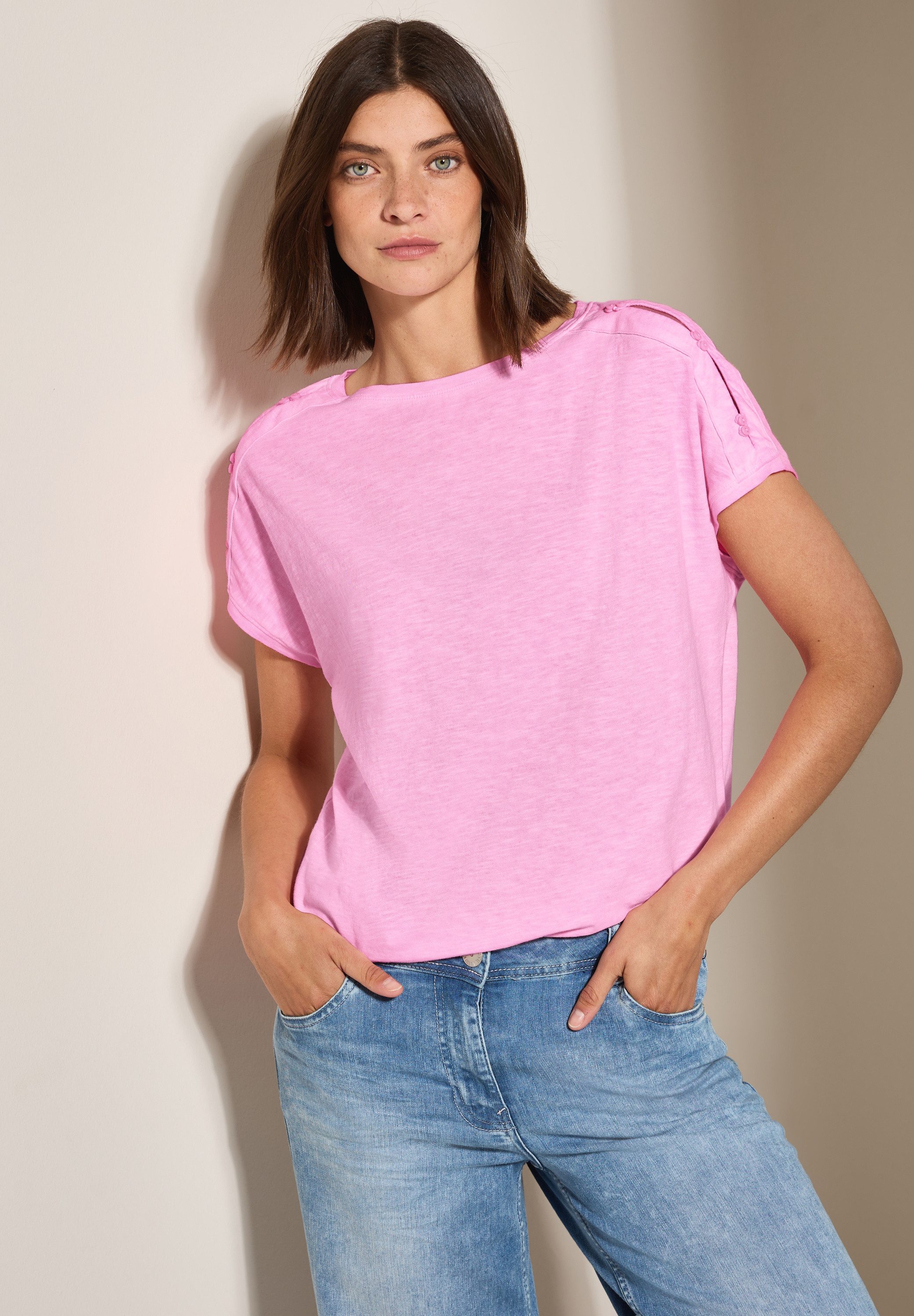 CECIL T-Shirt mit Knopfdetails an der Schulter günstig online kaufen