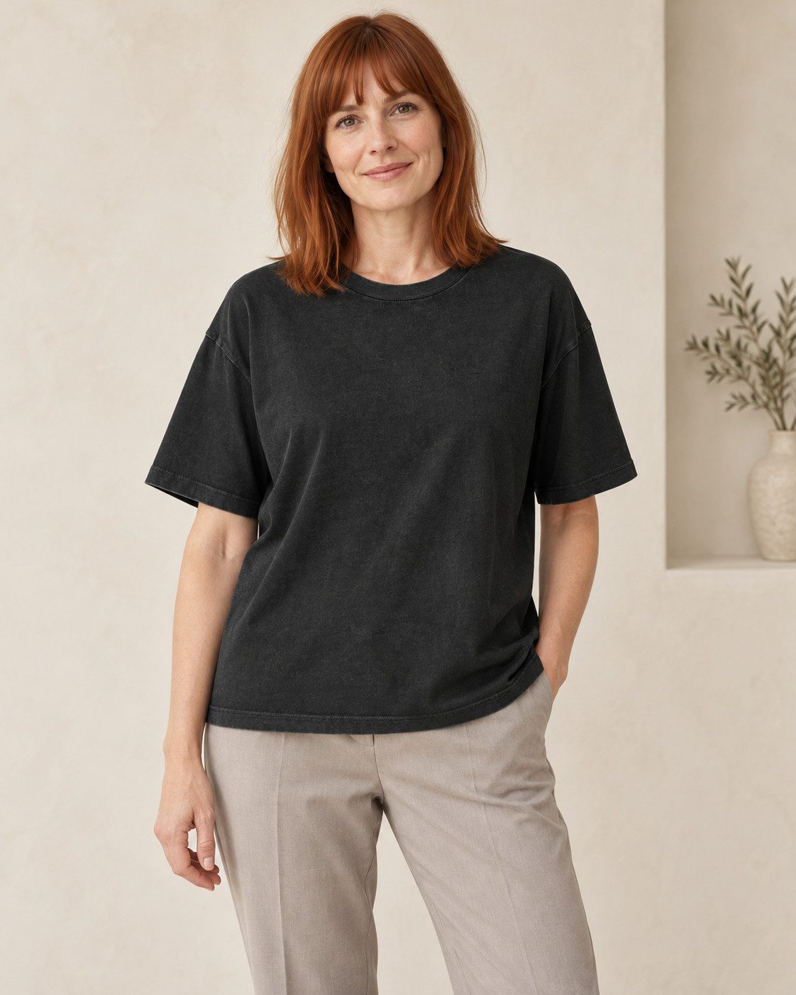 Sitztgut T-Shirt für Damen aus Bio-Baumwolle mit Vintage-Optik (1-tlg) 155 g/m² Single Jersey mit stückgefärbter Vintage-Optik