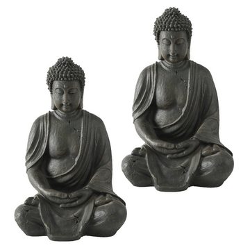 etc-shop Buddhafigur, 2er Set Buddha Kunstharz Figuren Wohn Zimmer Asia Deko