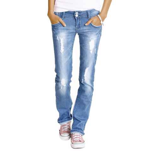 be styled Bootcut-Jeans Hüftjeans destroyed Bootcut Jeans Hose zerrissen gerades bein - j28x mit Stretch-Anteil, 5-Pocket-Style