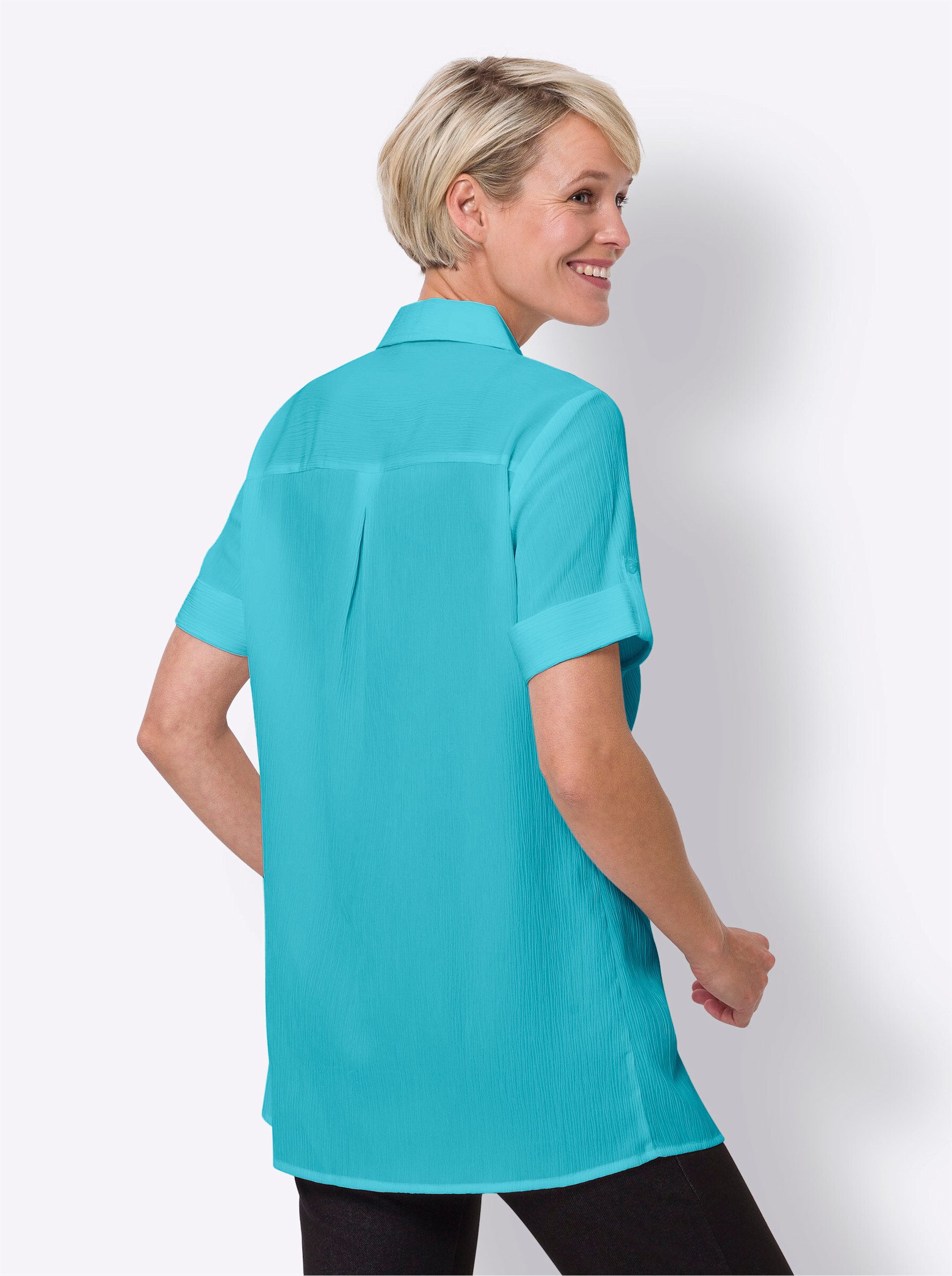 Sieh an! Klassische Bluse Longbluse Kurzarm
