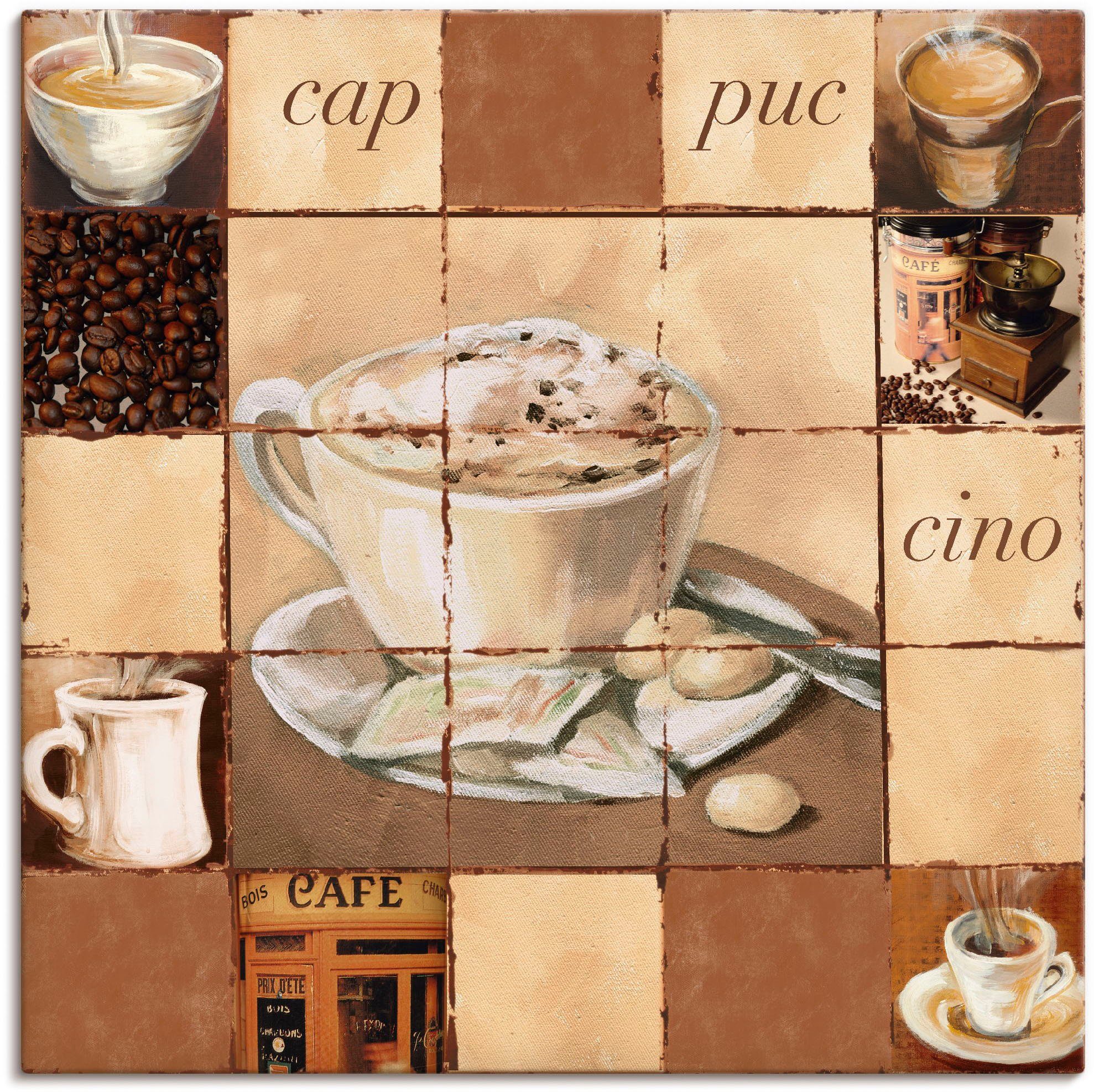 versch. oder Wandaufkleber Cappuccino, Getränke Poster Wandbild als Größen Alubild, (1 St), in Leinwandbild, Artland