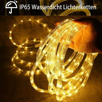 oyajia Lichterschlauch 10-20M LED Lichterschlauch Lichterketten mit LEDs Beleuchtung Gelb, IP65 Wasserdicht Außen Party Garten Deko