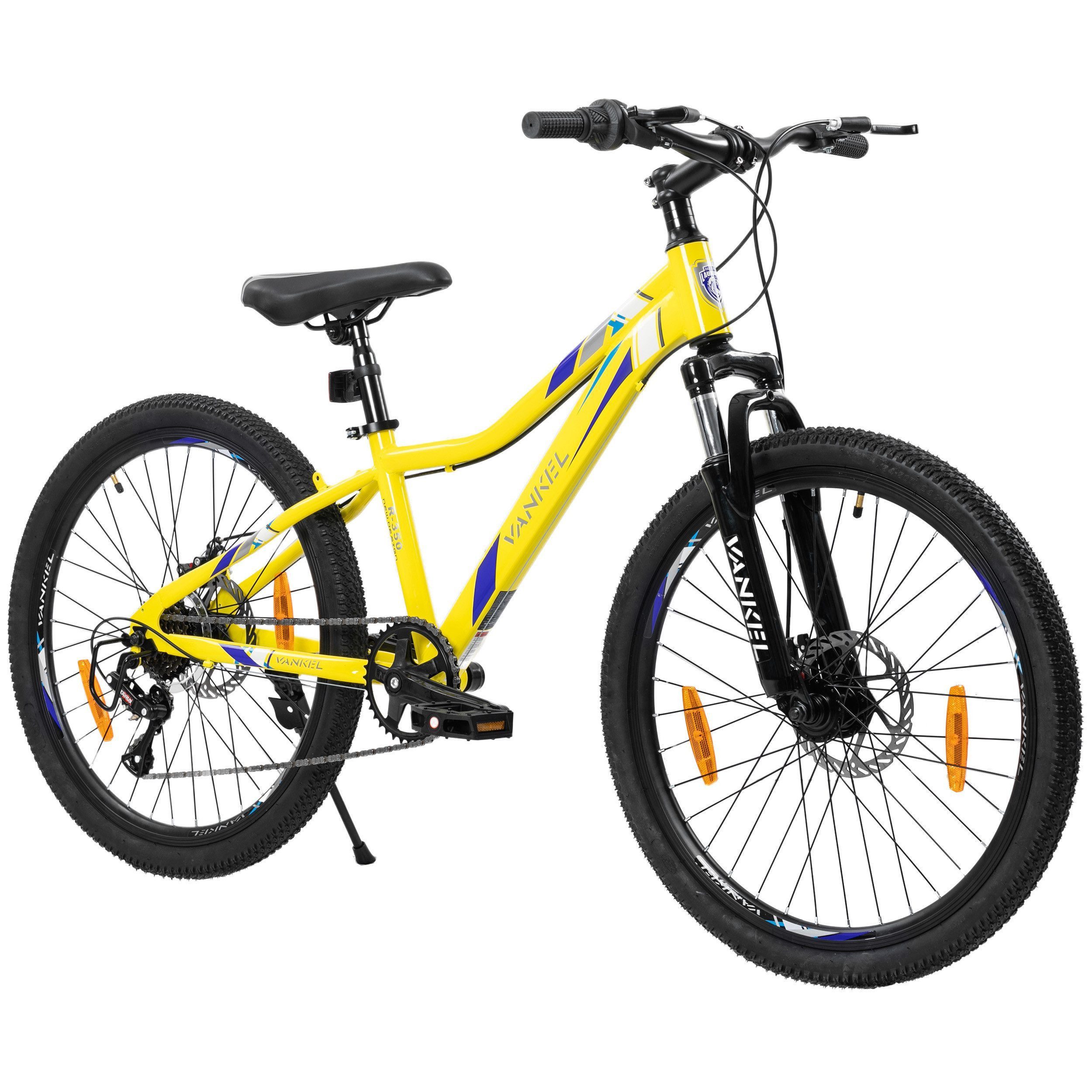 Vankel Mountainbike 24 Zoll Jungen Mädchen Kinderrad 6 Gang Schaltung Kettenschaltung, 6 Gang SL-RSS006-6W Schaltwerk, Kettenschaltung, Kinderfahhrad, Kettenschaltung, Fahrrad für Jungs, Scheibenbremsen