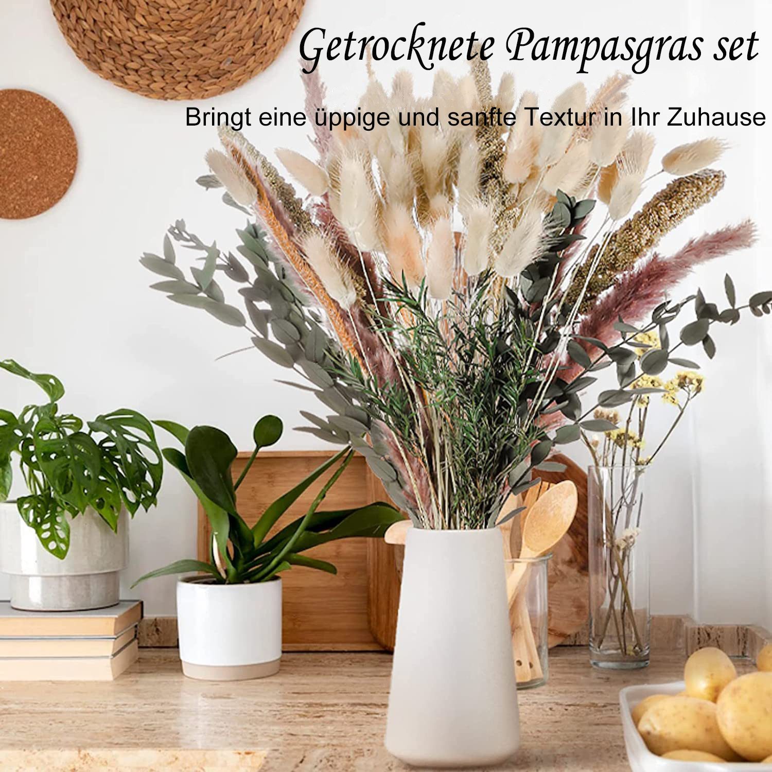 Trockenblume 100% Natürliche Trockenblumen,Pampasgras Trockenblumen Deko günstig online kaufen