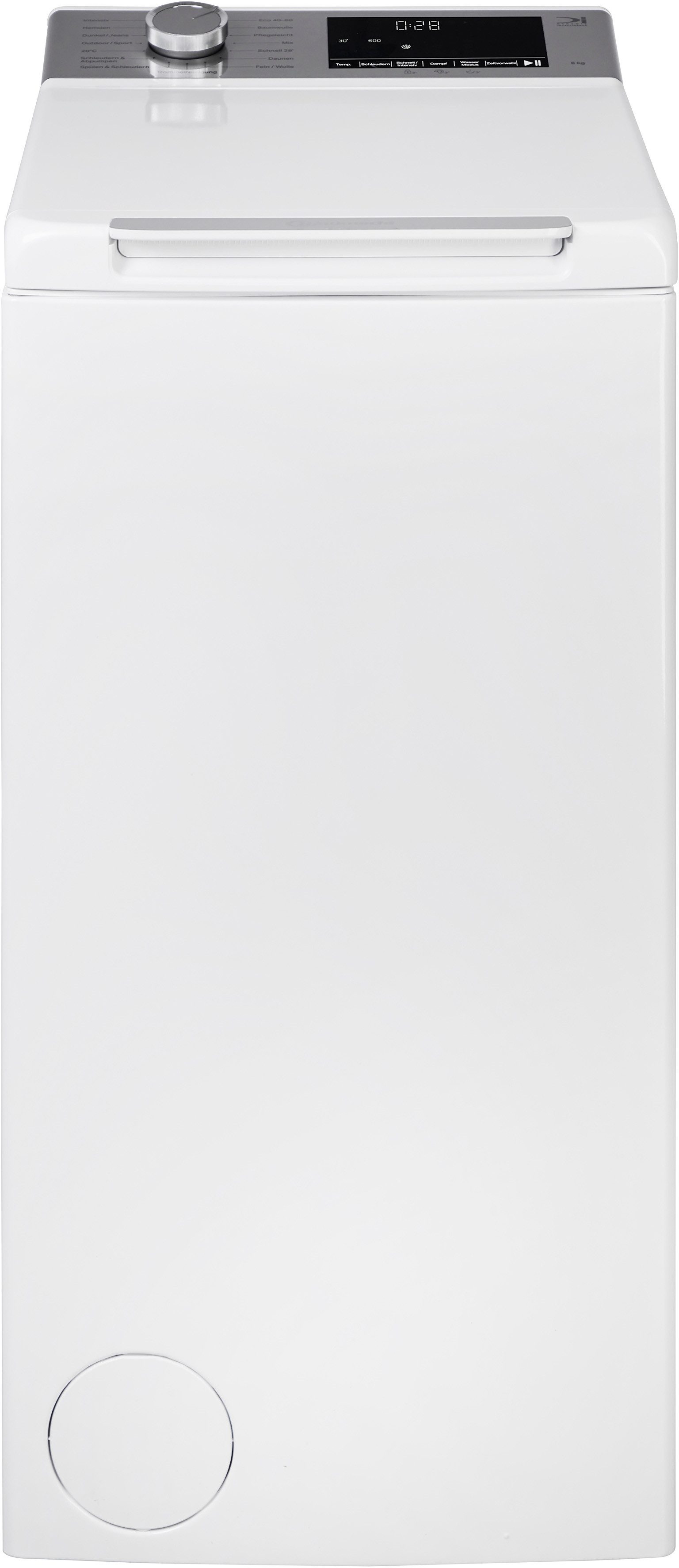 BAUKNECHT Waschmaschine Toplader TBK Super Eco 6B S FF, 6 kg, 1200 U/min, FreshFinish - hemmt Gerüche und Knitterfalten mit Hilfe von Dampf