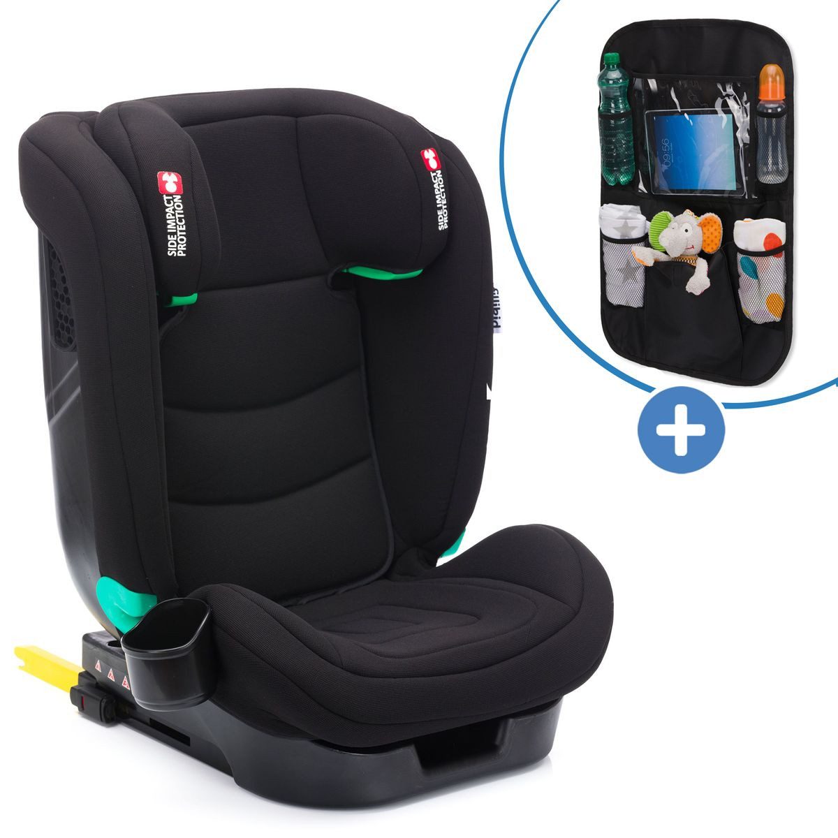 Fillikid Autokindersitz Elli Pro - Schwarz, Kindersitz ab 3 Jahre-12 Jahre / 100 cm-150 cm mit Isofix & Sitztasche