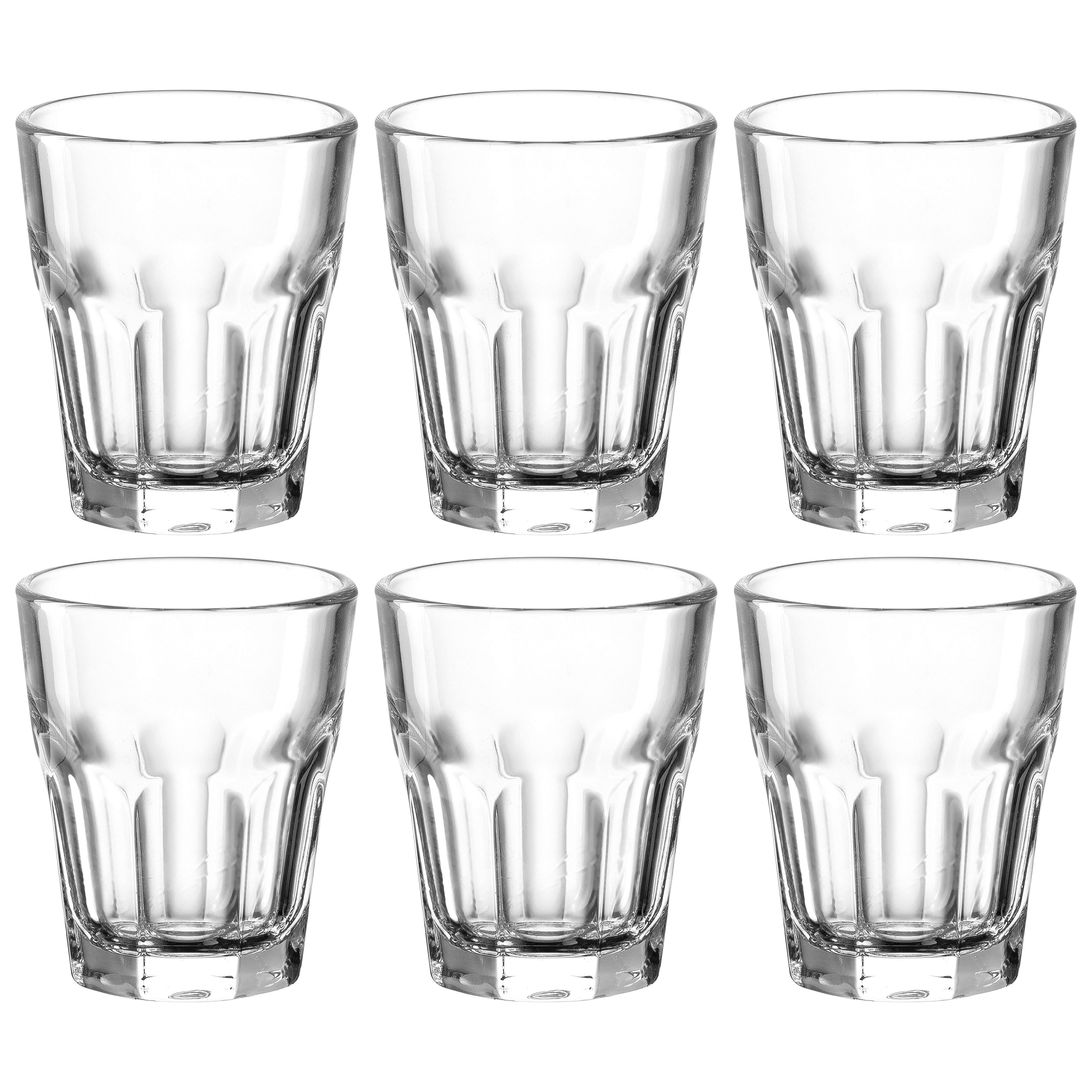 LEONARDO Schnapsglas Rock, Kalk-Natron Glas, Set 12 Schnapsgläser, 50ml Spülmaschinenfest