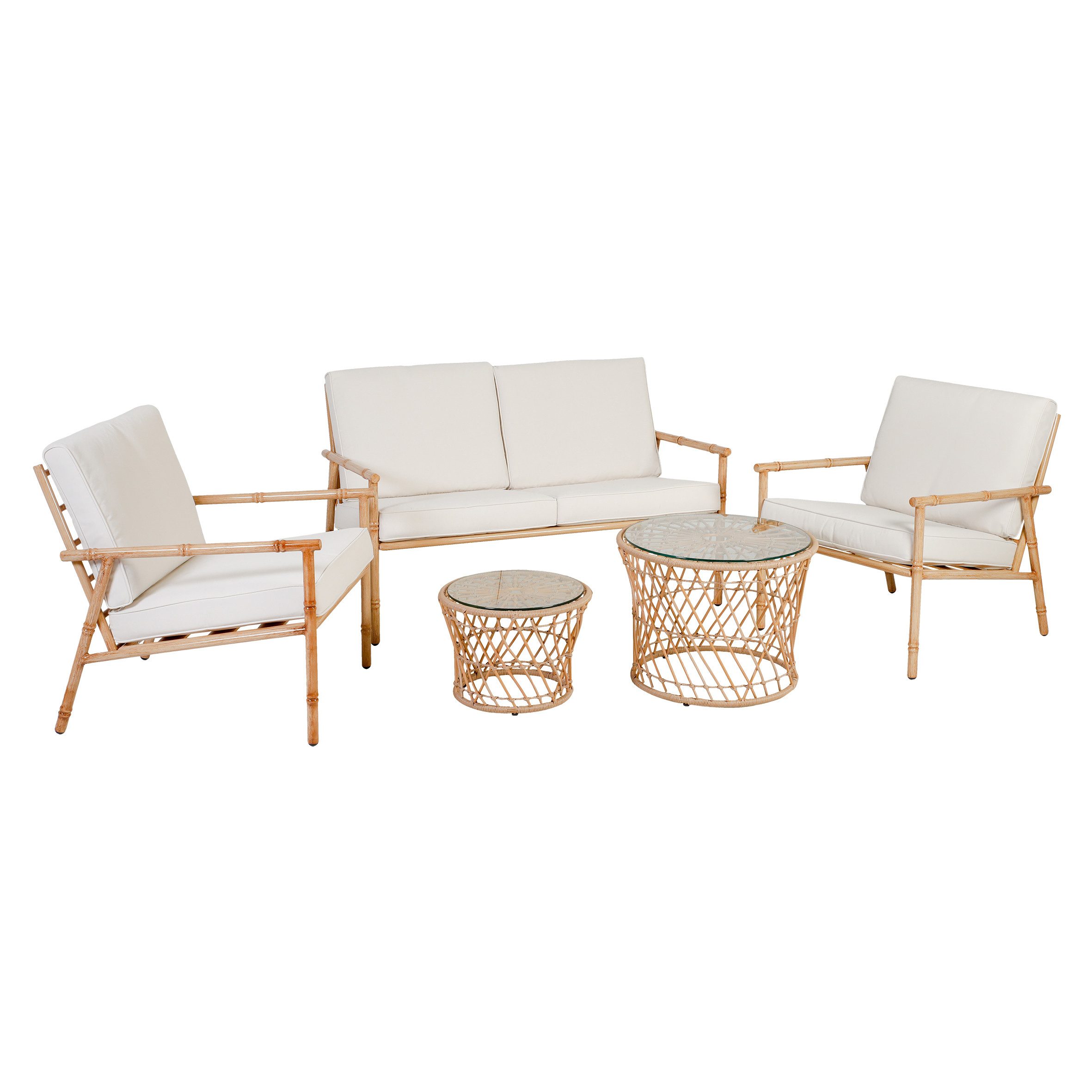 Greemotion Sitzgruppe Coffee-Set Laos, Gartensitzgruppe in Bambusoptik