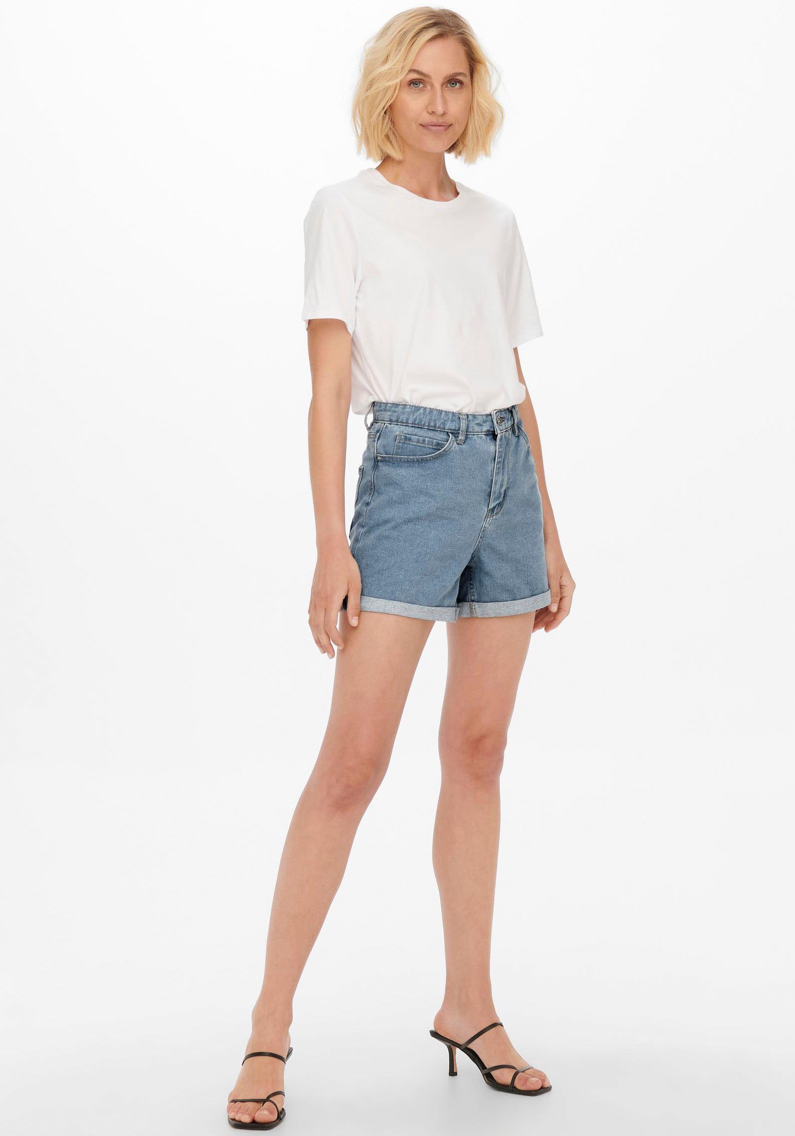 ONLY Jeansshorts ONLVEGA – Jeansshorts mit hohem Bund und Aufschlag Baumwolle, regular fit, High Waist
