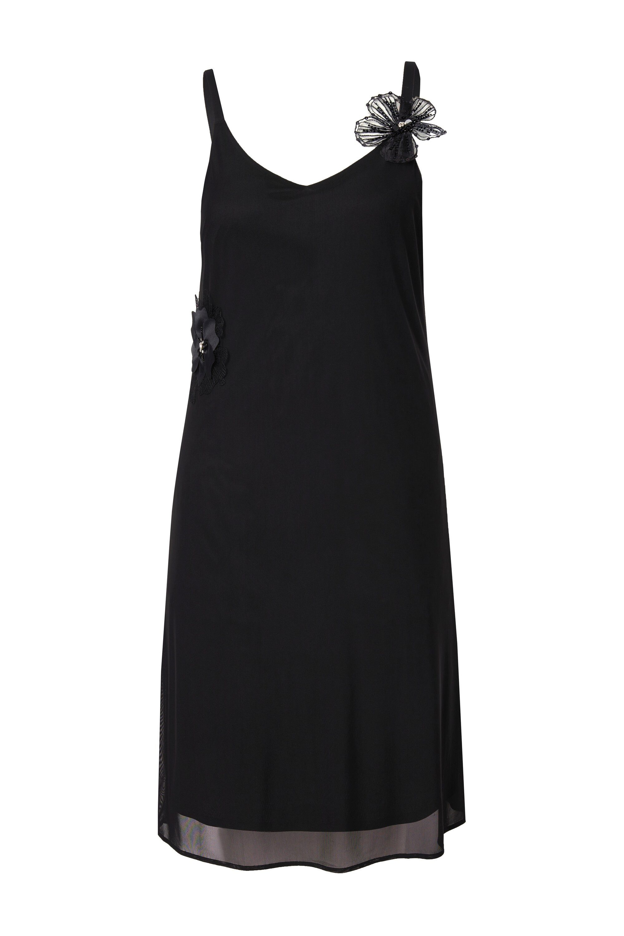 MIAMODA Jerseykleid Mesh-Maxikleid A-Linie abnehmbare 3D-Blüten günstig online kaufen