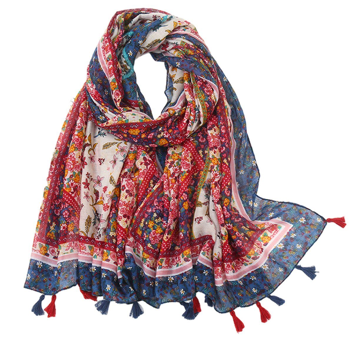 Jormftte Modeschal Schal für Frauen,leichte Blumenblumenschals,für Frühling, Herbst Mehrfarbig2