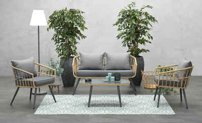 Garden Impressions Gartenlounge-Set Franklin Lounge, Aluminium, Gartenmöbelset, Outdoor, Möbel, Wicker, inkl. Auflagen, UV-beständig