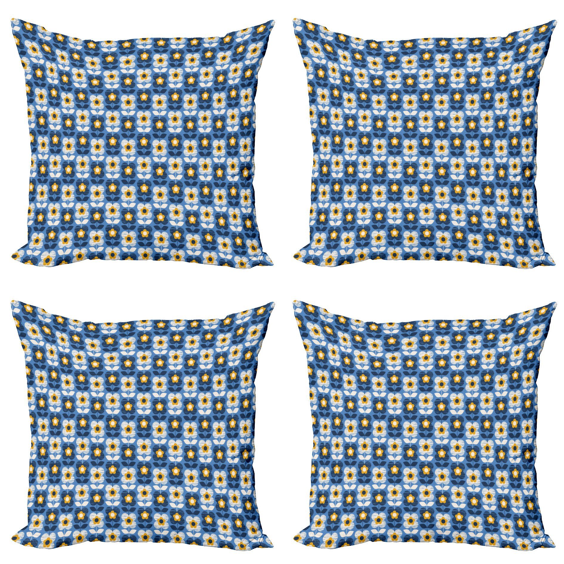Kissenbezüge Modern Accent Doppelseitiger Digitaldruck, Abakuhaus (4 Stück), Gelb und Blau Blooming Garden