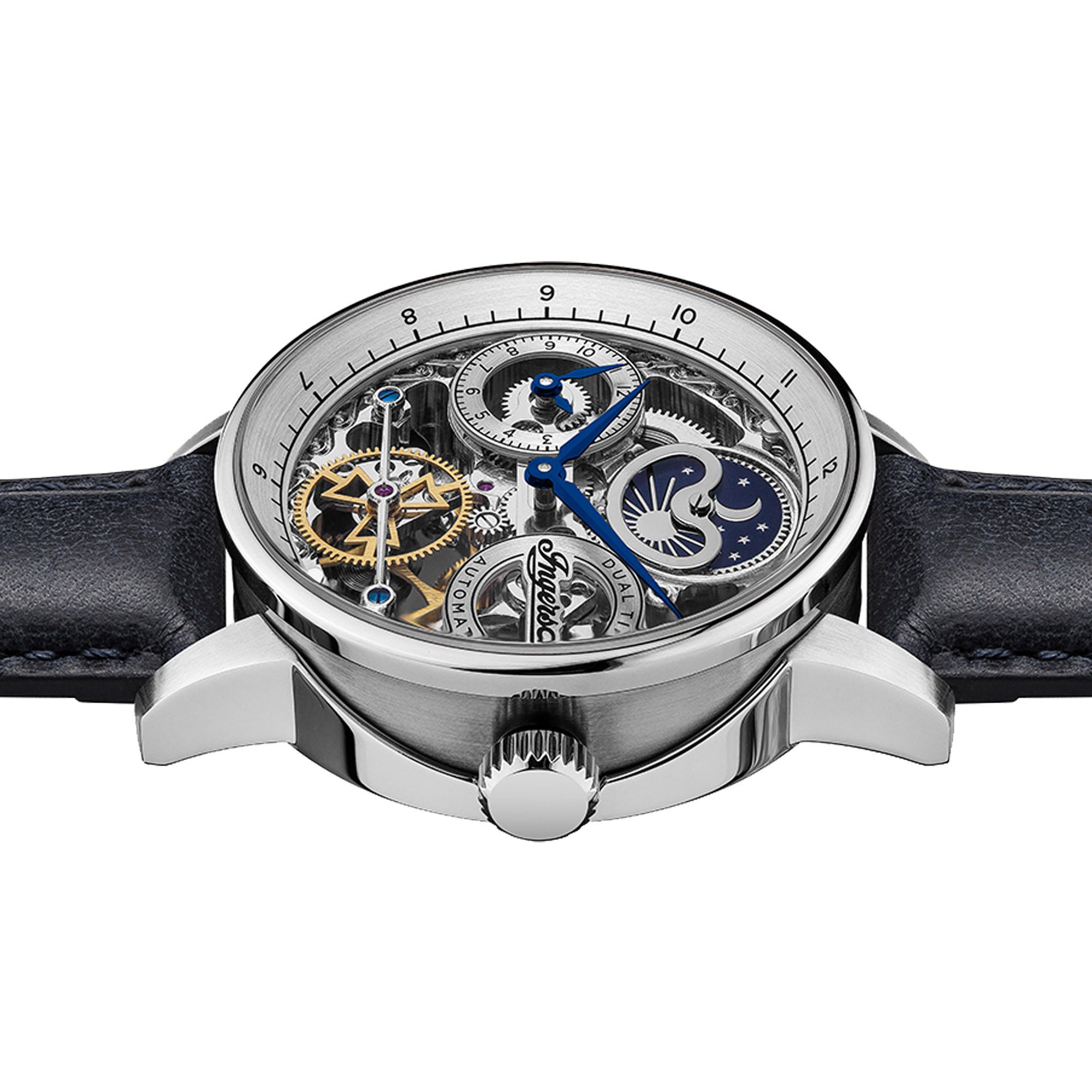Ingersoll Automatikuhr The Jazz I07702, Armbanduhr, Herrenuhr, Mechanische Uhr, Lederarmband, analog, Dualzeit