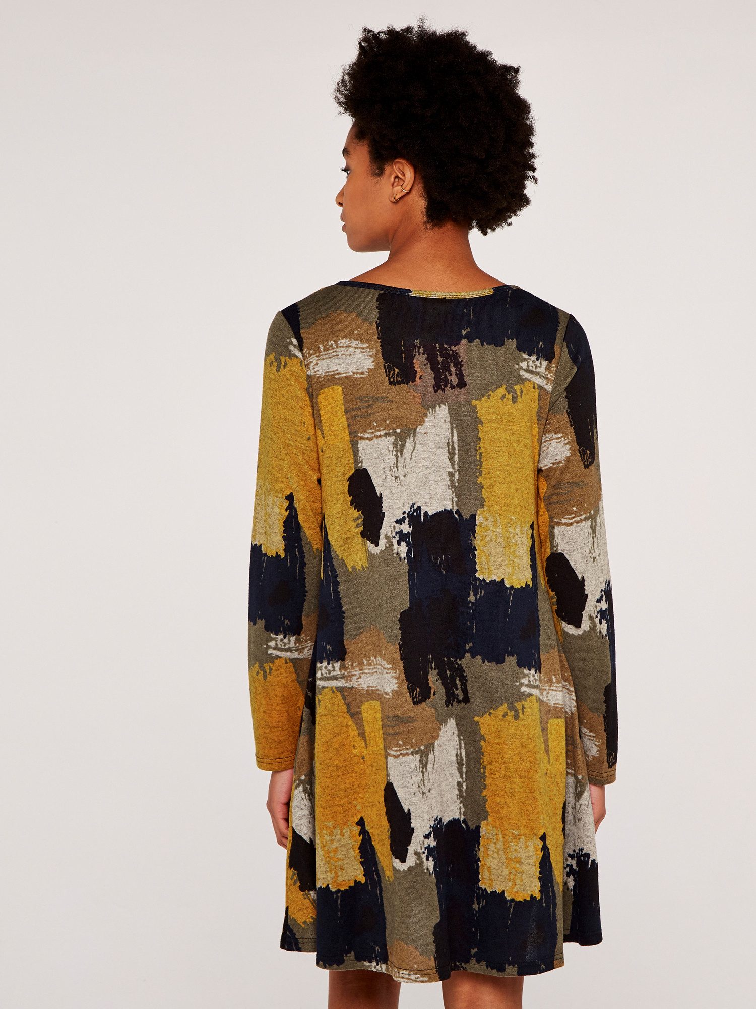 Apricot Minikleid A-Linien Kleid mit Pinselstrichmuster günstig online kaufen