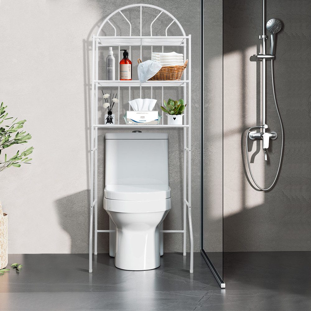 JEOBEST Badregal 3-stöckiges Toilettenregal, Waschmaschinenregal, Metall Standregal, 62x34x177cm