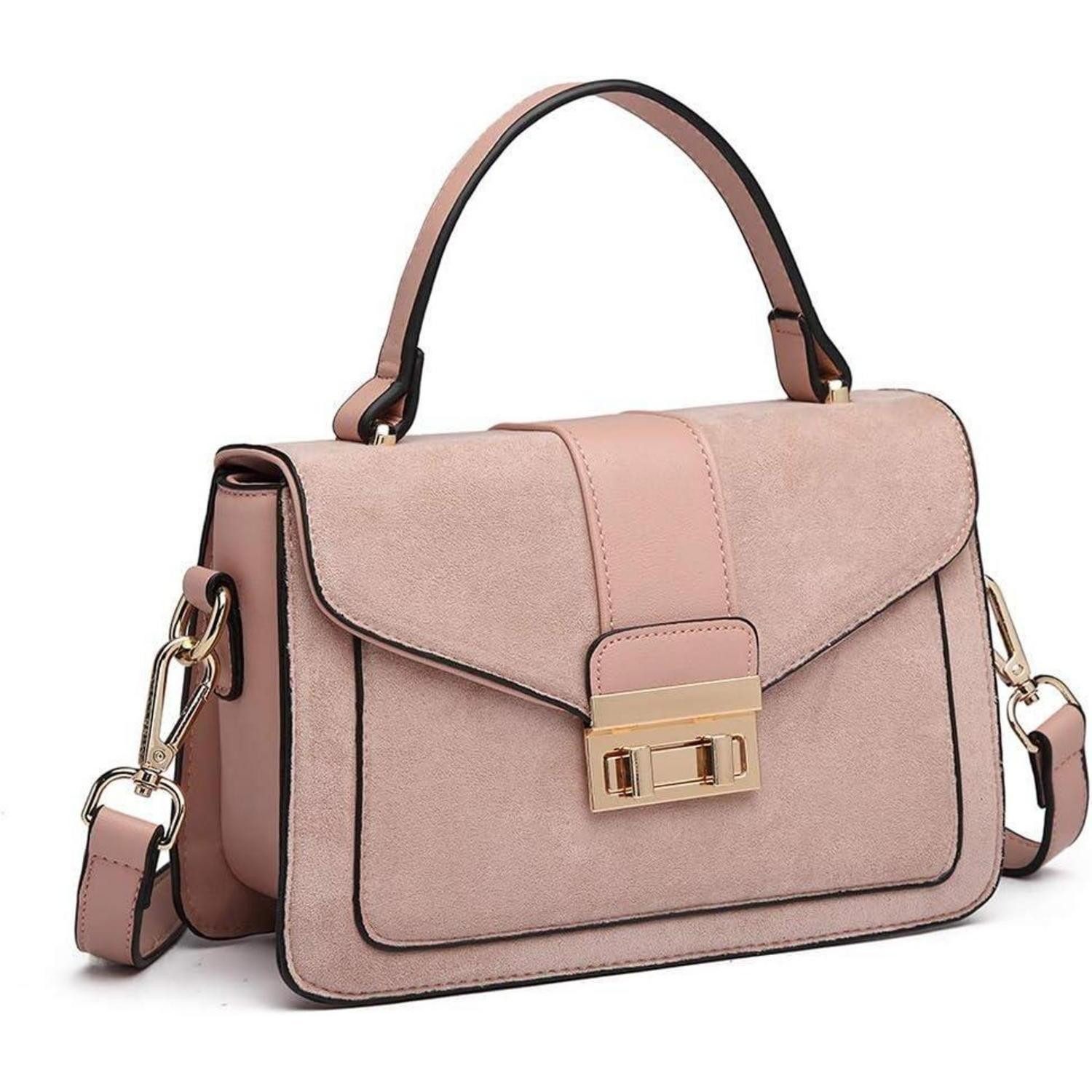Henkeltasche Damen Umhängetasche Kunstleder Wildleder Vintage Handtasche