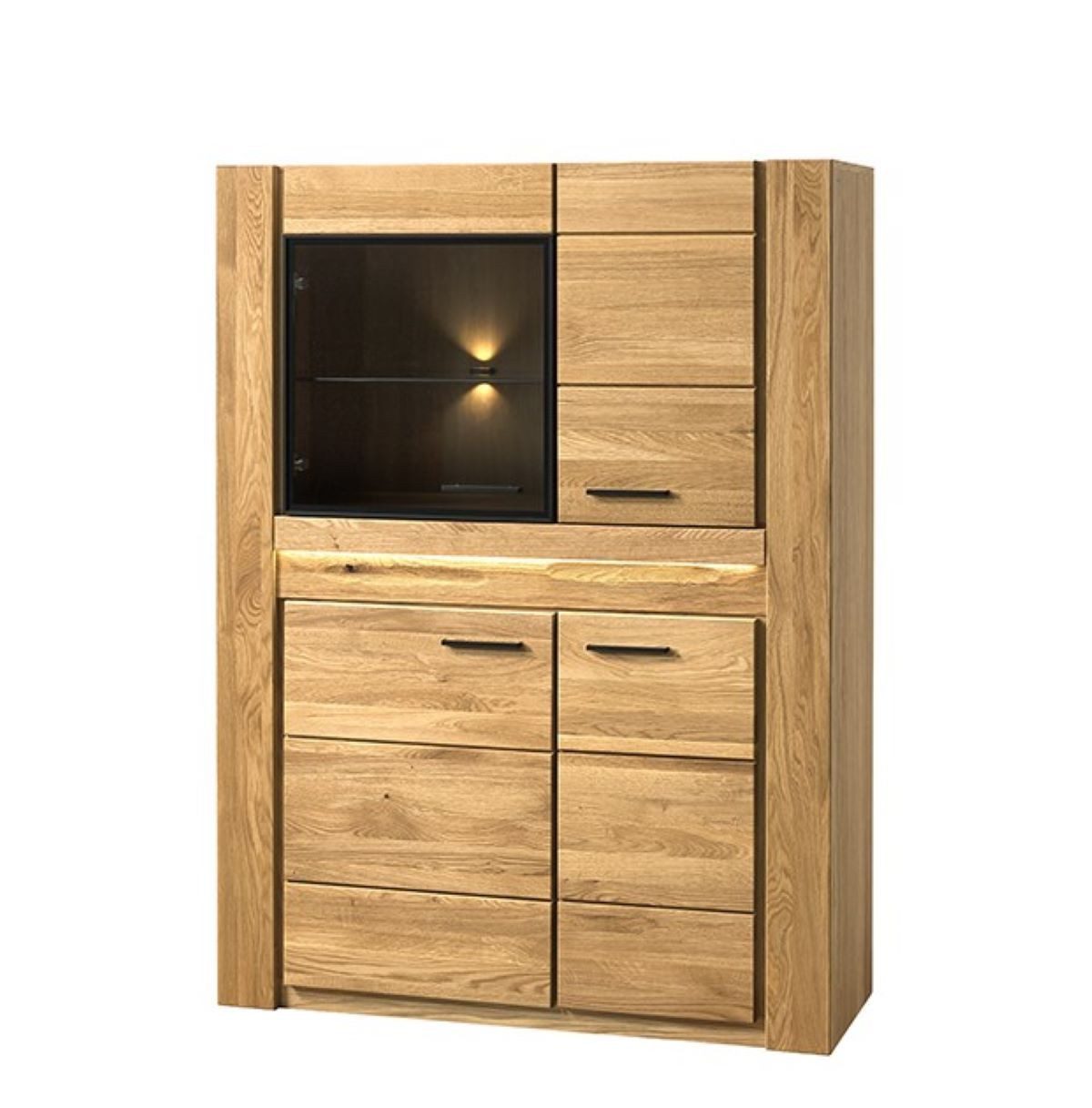 99rooms Vitrine Vittorio (Standvitrine, Wohnmöbel) Modern Design, mit LED-Beleuchtung, Soft-Close, aus Massivholz