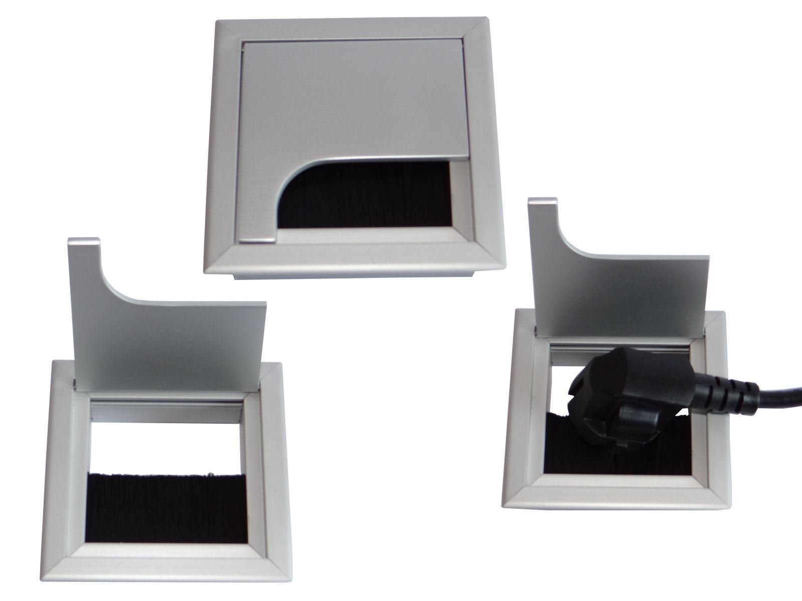 CAVO Kabelkanal Kabeldurchlass Kabeldose Kabeldurchführung eckig Schwarz oder Silber (1-St)