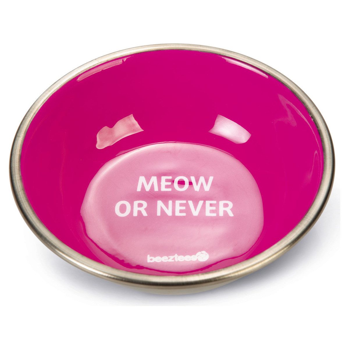 Futternapf Katzennapf Meow Edelstahl rosa