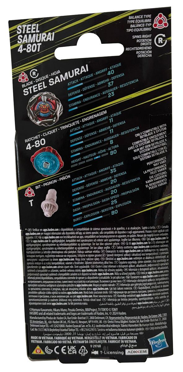 Hasbro Speed-Kreisel Beyblade X Steel Samurai 4-80T Kreisel Booster Pack – Balance-Typ mit