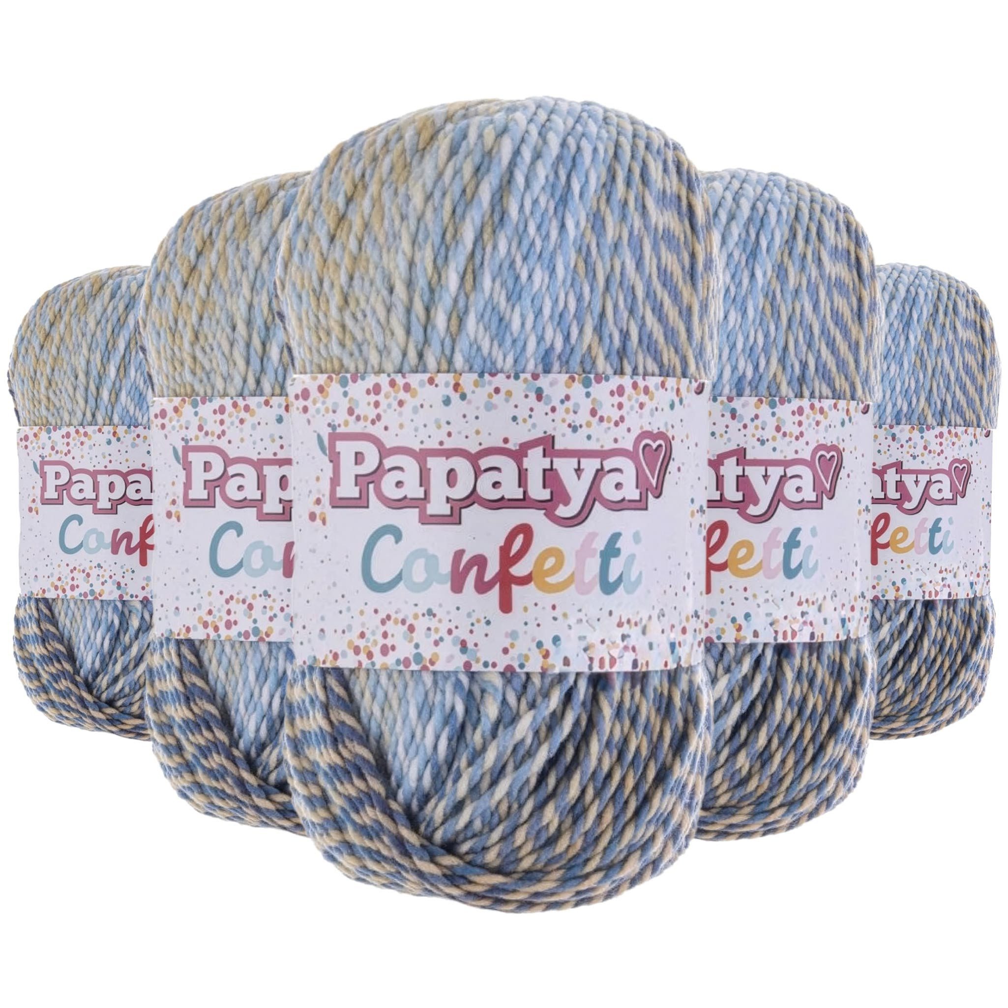 maDDma Farbverlauf Papatya Confetti 5x100g Knäuel Selbstmusterndes Wintergarn Häkelwolle, 925 m (Sparpaket, 5-St), mehrfarbig 8