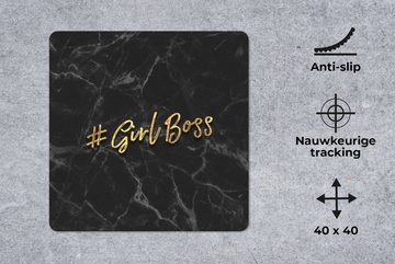 MuchoWow Gaming Mauspad Zitate - Mädchen - Gold - Marmor (1-St), Mousepad mit Rutschfester Unterseite, Gaming, 40x40 cm, XXL, Großes