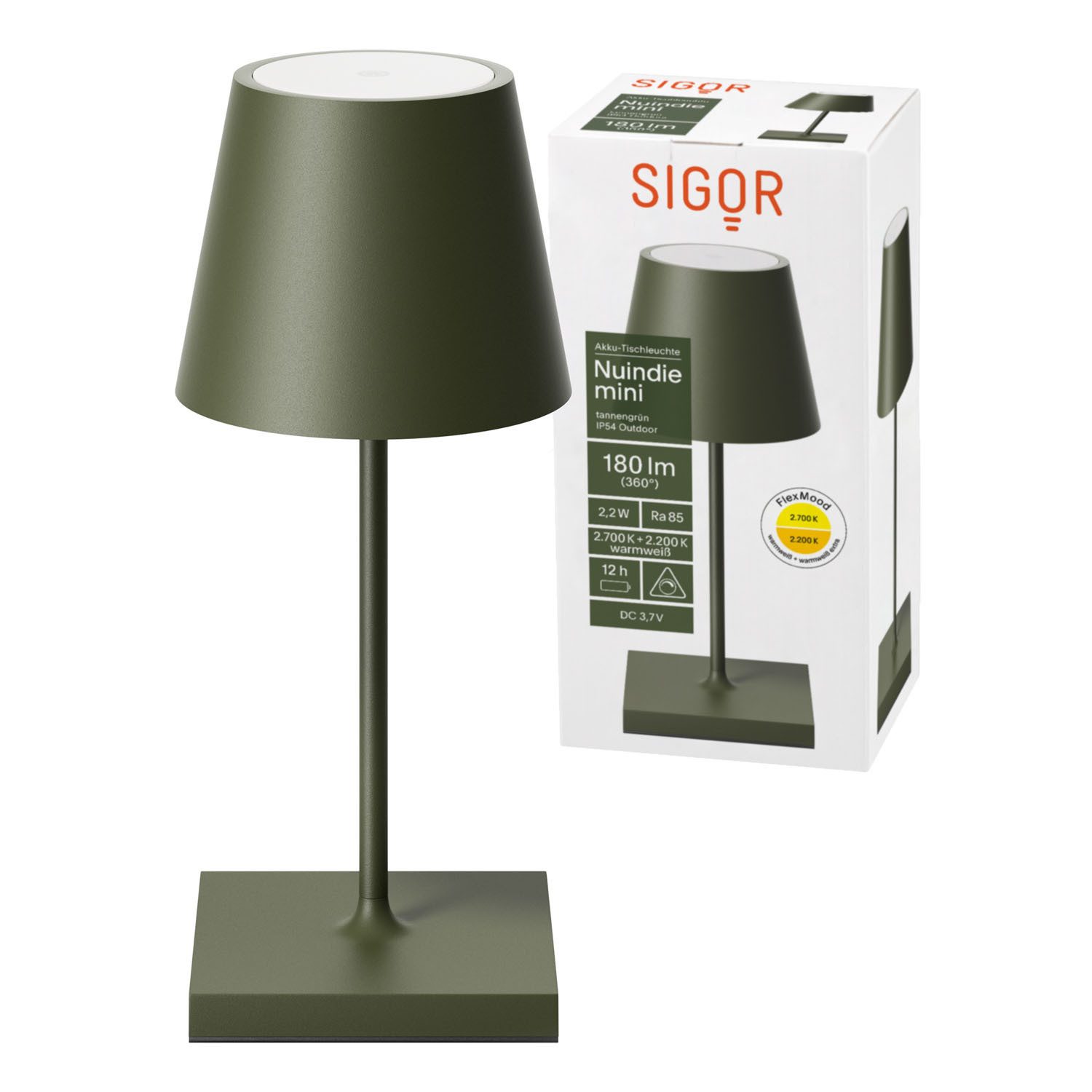SIGOR LED Tischleuchte Akku-Tischleuchte, Dimmbar, LED fest integriert, Warmweiß