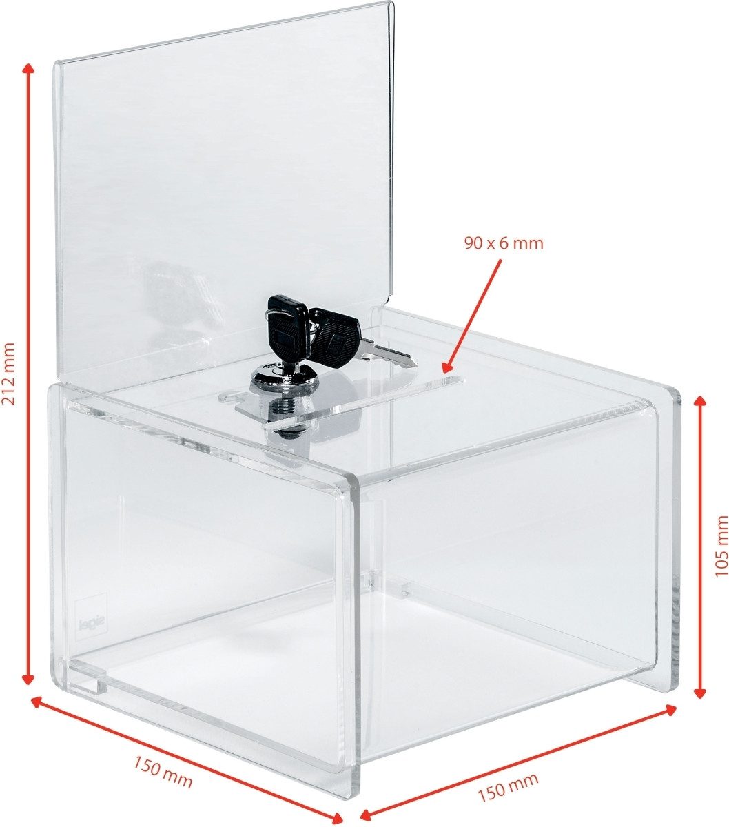 Stehsammler Aktionsbox mit Schloss 150x220x150mm mit Einstecktafel glasklar