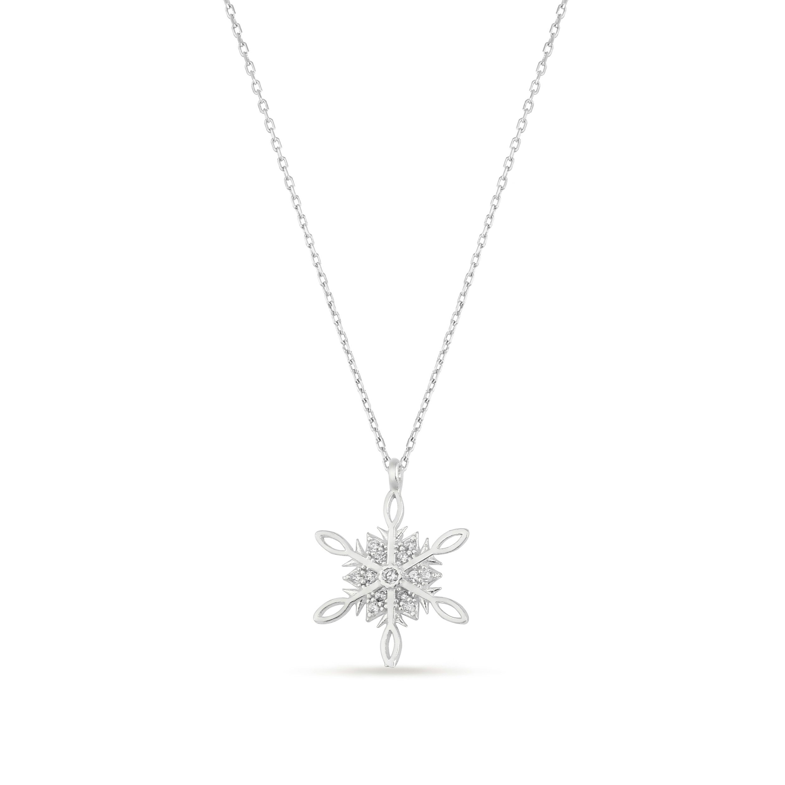 Einzelstück Kette mit Anhänger Kette Misty Silber (Schneeflocke) günstig online kaufen