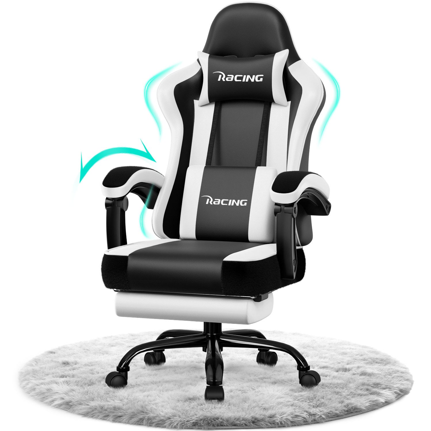 Adormii Gaming-Stuhl Gaming Stuhl ergonomisch Gaming Chair Bürostuhl verstellbare (Gaming Stuhl mit verstellbaren Lendenkissen, Armlehne und Kopfstütze, Gamer Stuhl Bequeme Sitzkissen), gepolsterter Gaming-Stuhl, bis 150 kg Belastbarkeit