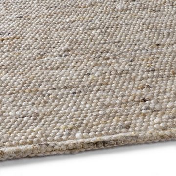 Wollteppich TaraCarpet Handwebteppich Helsinki, TaraCarpet, rechteckig, Höhe: 10 mm, gewalkter Wohnzimmer-Teppich Schurwolle Schlafzimmer Esszimmer 060x120