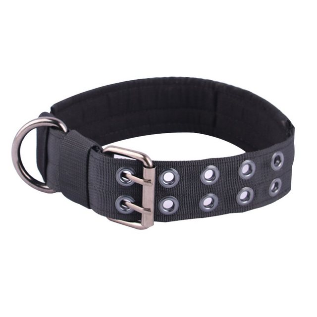 longziming Hunde-Halsband “Hundehalsband Nylon Breit Halsband Verstellbar Nackengürtel (Schwarz)”
