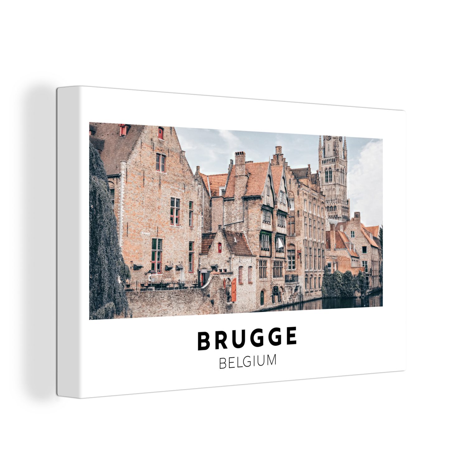 OneMillionCanvasses® Leinwandbild Belgien - - Aufhängefertig, (1 Brügge St), Wanddeko, 30x20 Haus, Wandbild cm Leinwandbilder