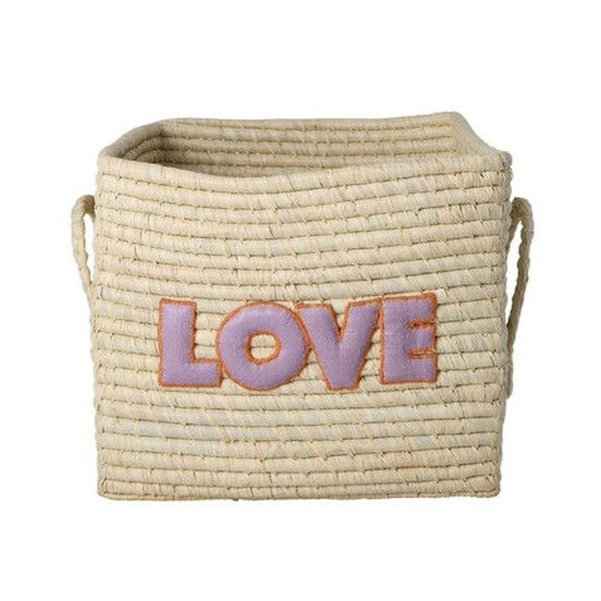 rice Aufbewahrungskorb Raffia Aufbewahrungskorb LOVE mit Griffen, handgefertigt, 30 cm