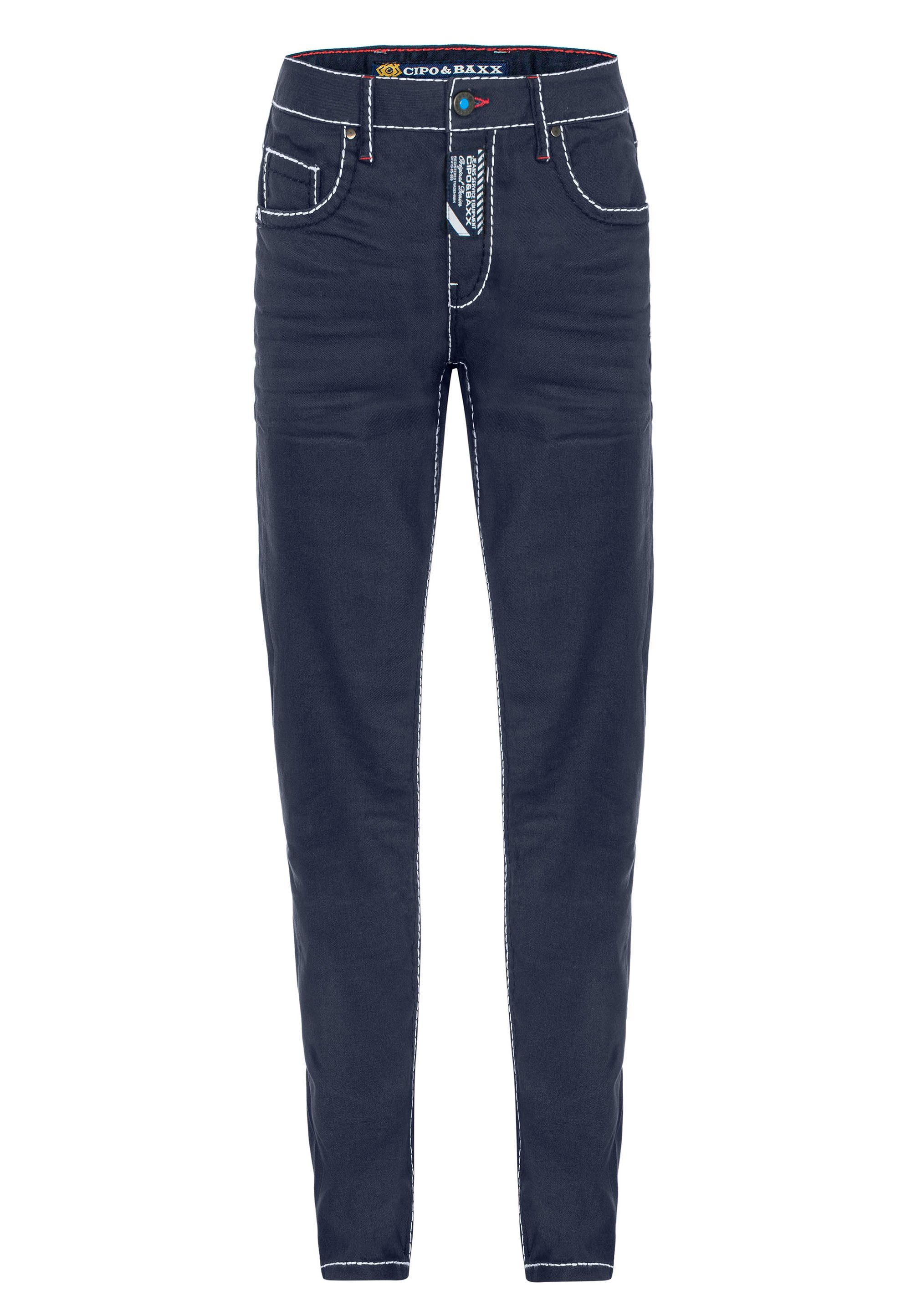 Cipo Kontrastnähten Straight-Jeans trendigen mit & Baxx