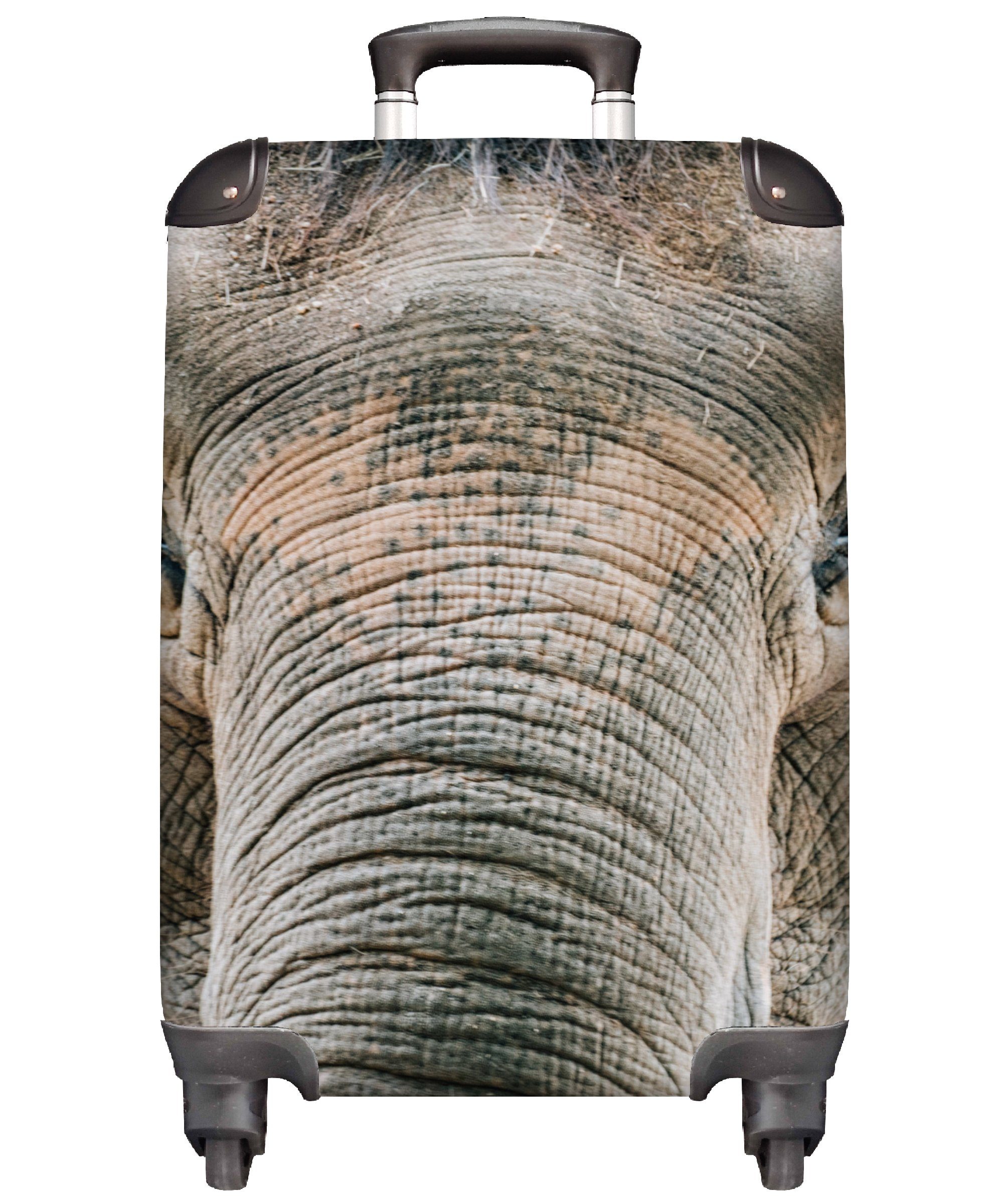 MuchoWow Handgepäckkoffer Elefant - Porträt - Tiere - Grau, 4 Rollen, Reisetasche mit rollen, Handgepäck für Ferien, Trolley, Reisekoffer