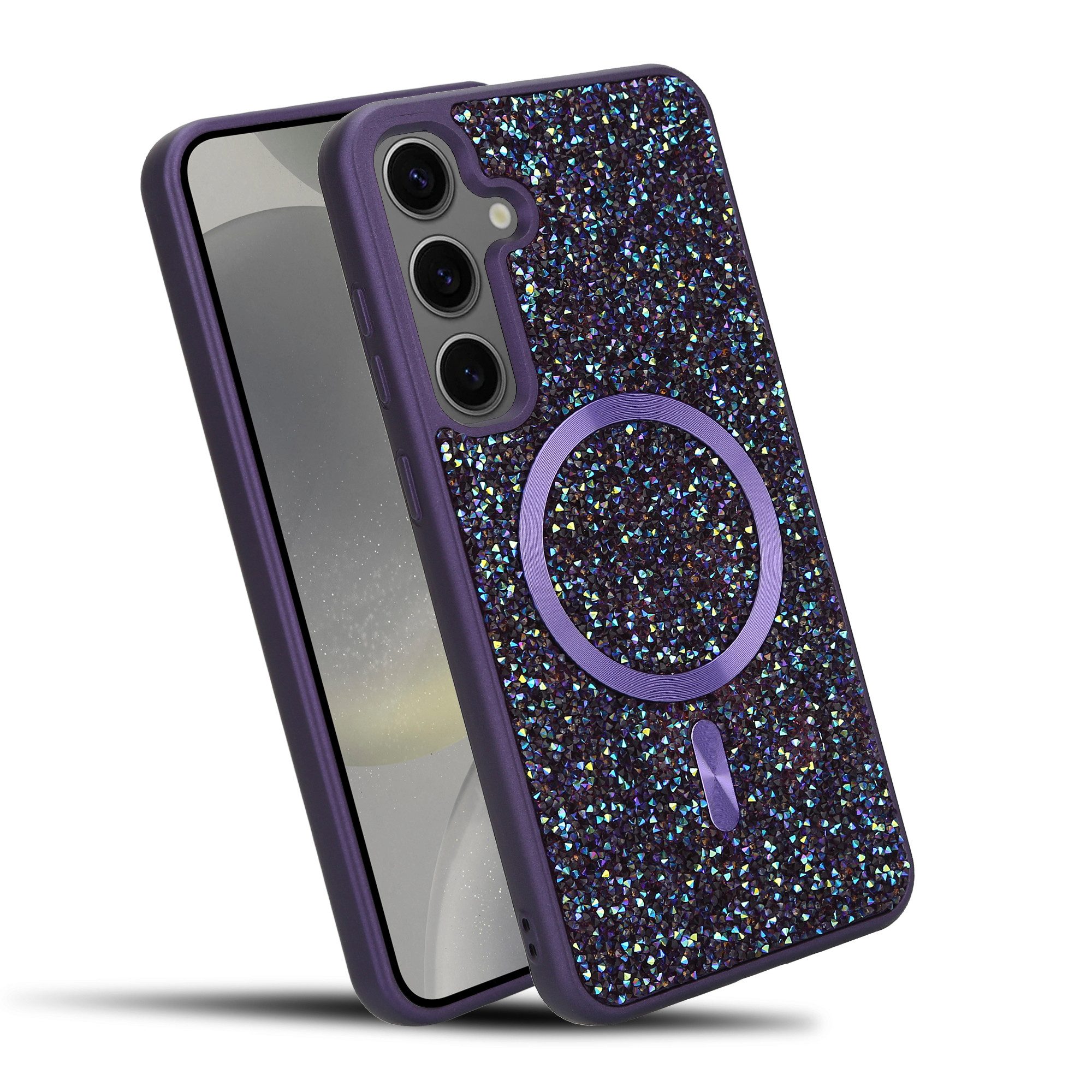 Cadorabo Handyhülle Samsung Galaxy S24 PLUS, Hülle Schutzhülle Case Cover kompatibel mit Magsafe Diamant Glitzer