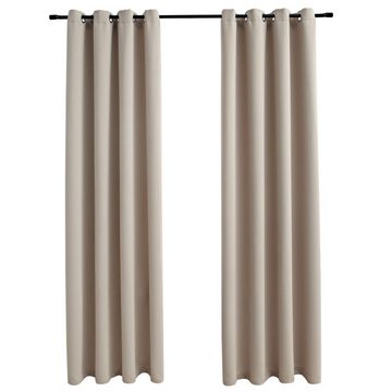 Vorhang Verdunkelungsvorhänge mit Metallösen 2 Stk. Beige 140x175 cm, furnicato