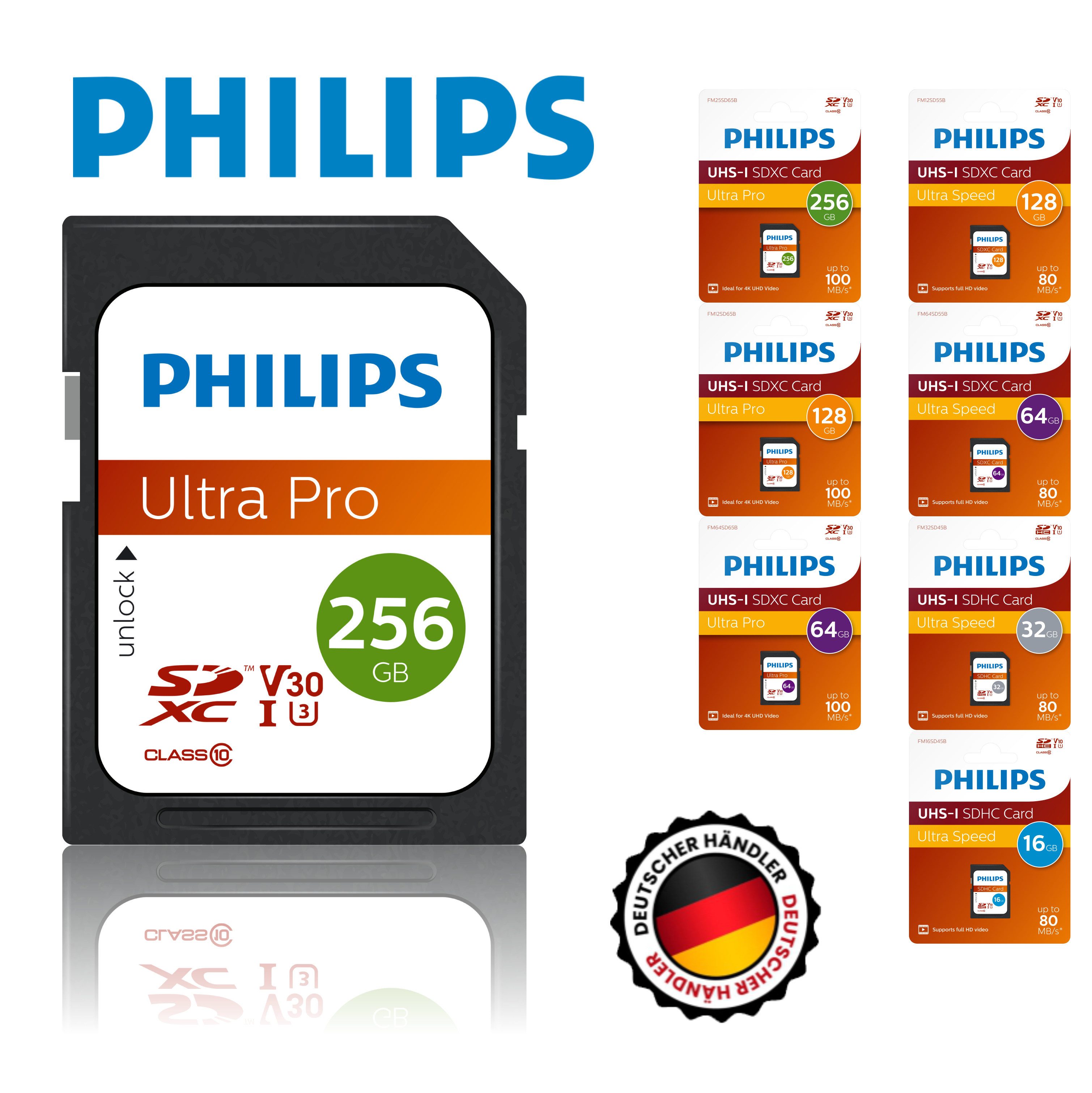 Philips Philips SD-Karte Ultra Speed 128 GB Speicherkarte (128 GB, UHS-I Class10)