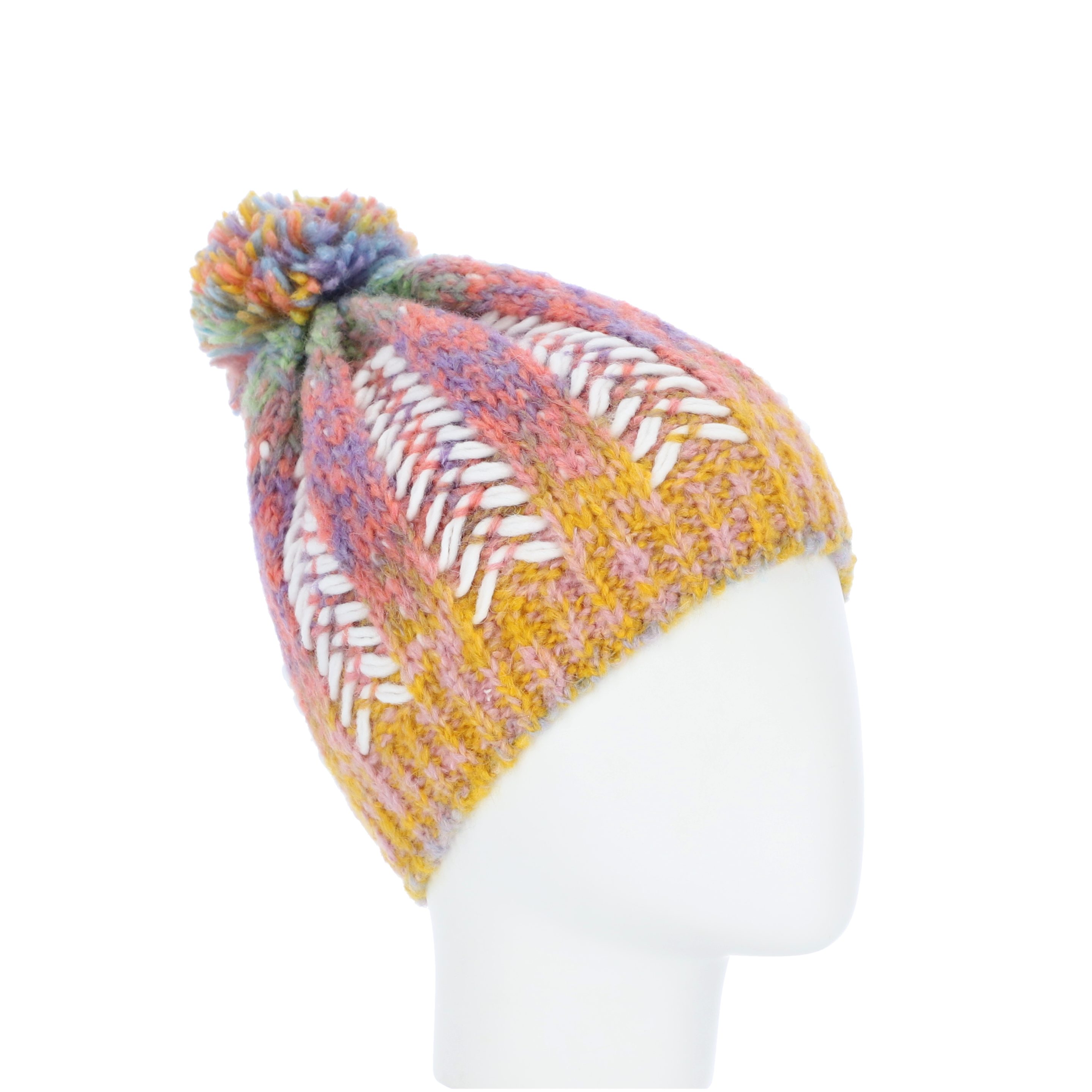 halsüberkopf Accessoires Strickmütze Pudelmütze multicolor mit Innenfleece