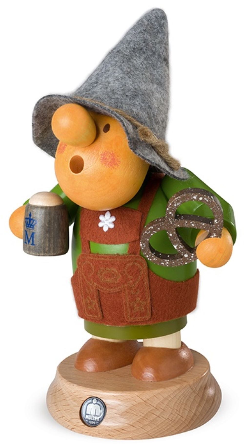 Müller Kleinkunst GmbH Seiffen Räuchermännchen Müllerchen Bayer mit Filzhut- Räuchermännchen mit der Knollennase