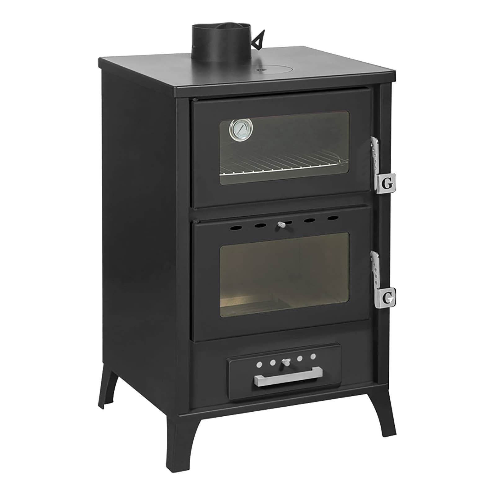 Gekas Kaminofen Holzofen mit Pizzafach / Backfach mit 22 kW, bis zu 200m² Wohnfläche, 22 kW, Holzöfen, Kaminöfen, (große Räume, MG500), Stahl