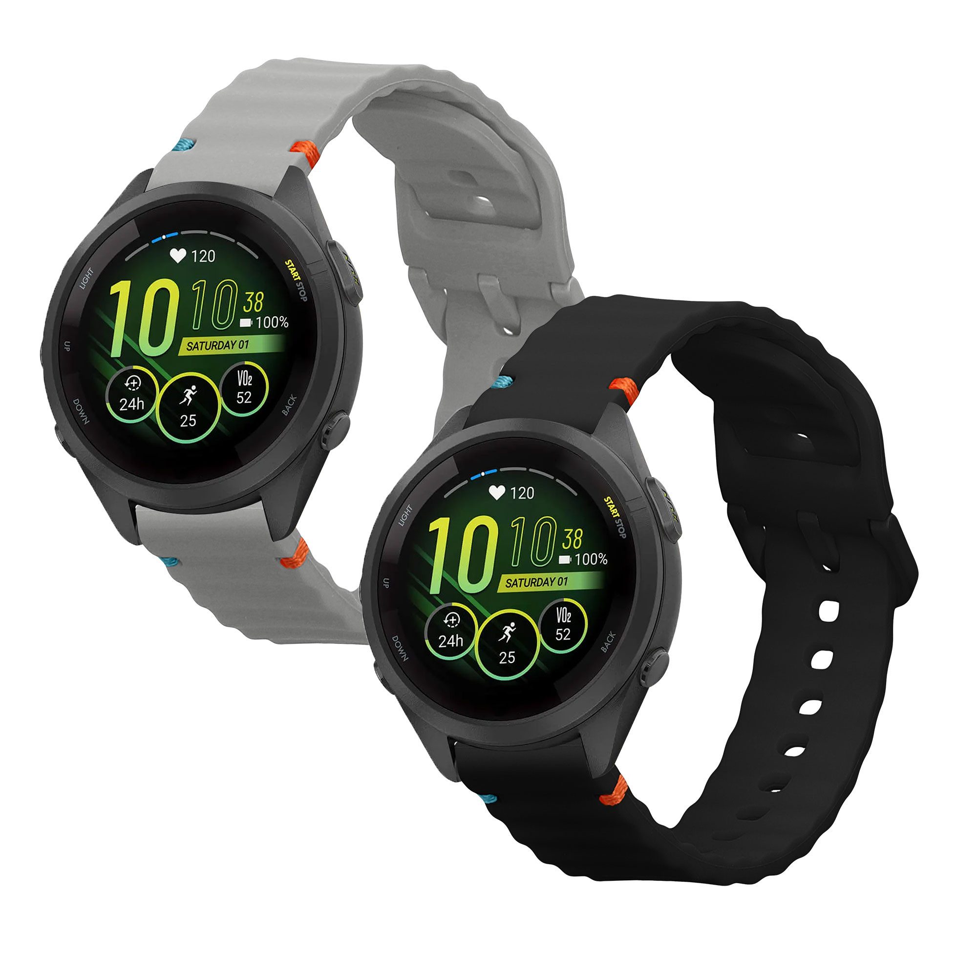 kwmobile 2x Uhrenarmband für Garmin Venu 3S / Venu 2S / vivoactive 4S / Fitnessband, 2-tlg., Fitnesstracker Band Set aus TPU Silikon - Ersatzarmband Smartwatch