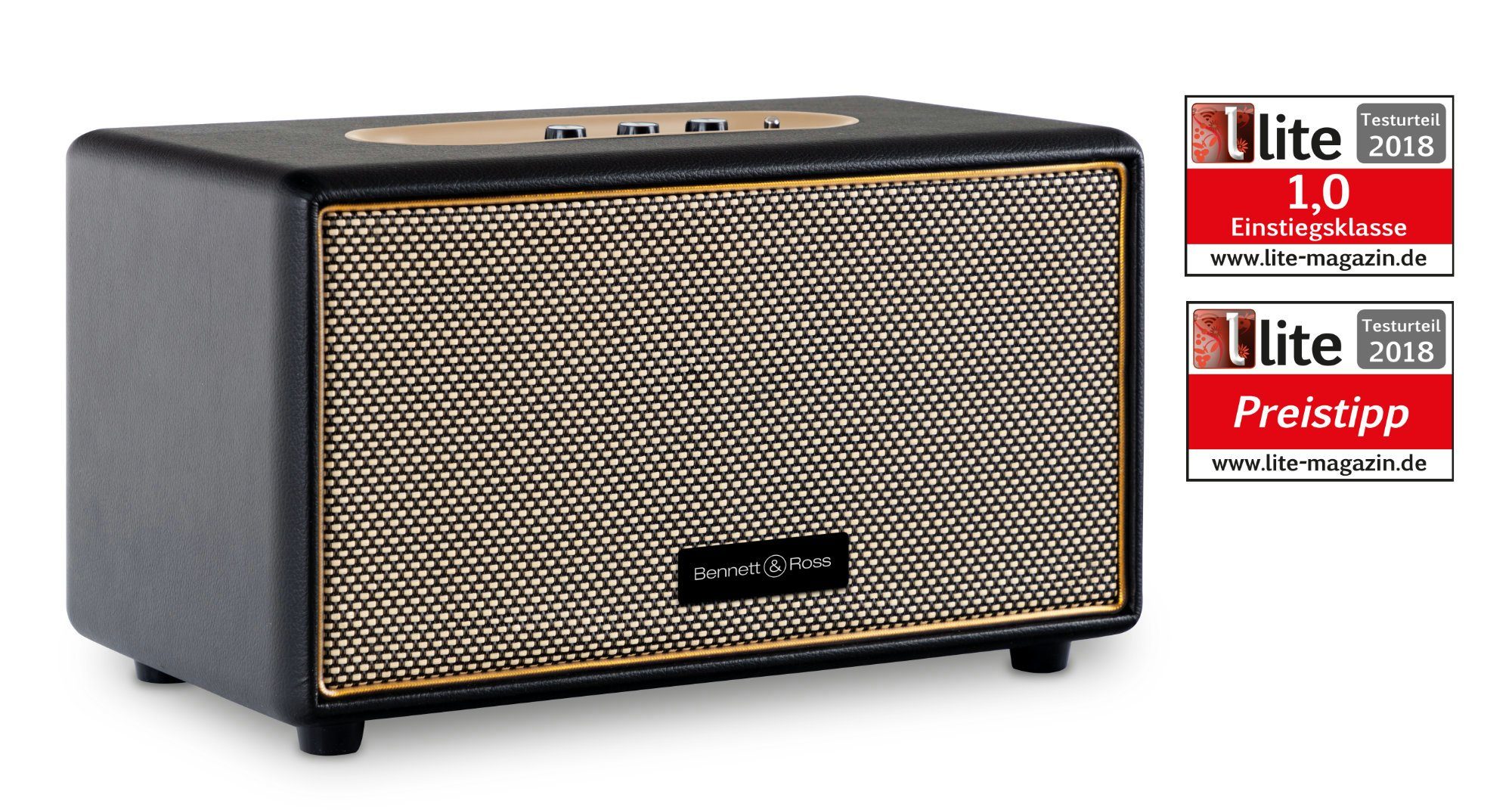 Bennett & Ross BB-860 Blackmore Stereoanlage (60 W, Retro Bluetooth Колонки in Lederoptik)